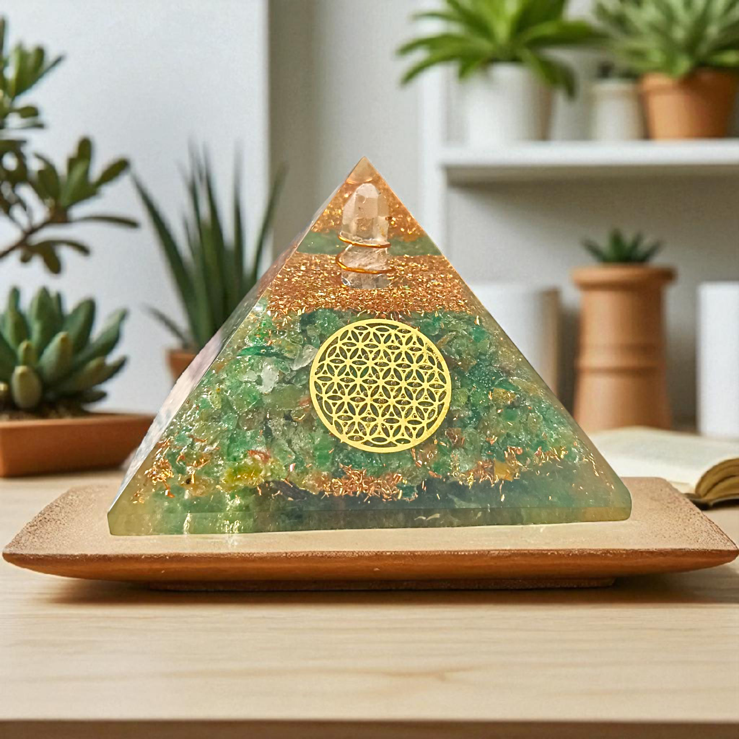 Green Aventurine Crystal Healing Orgone Pyramid By Timeshopee