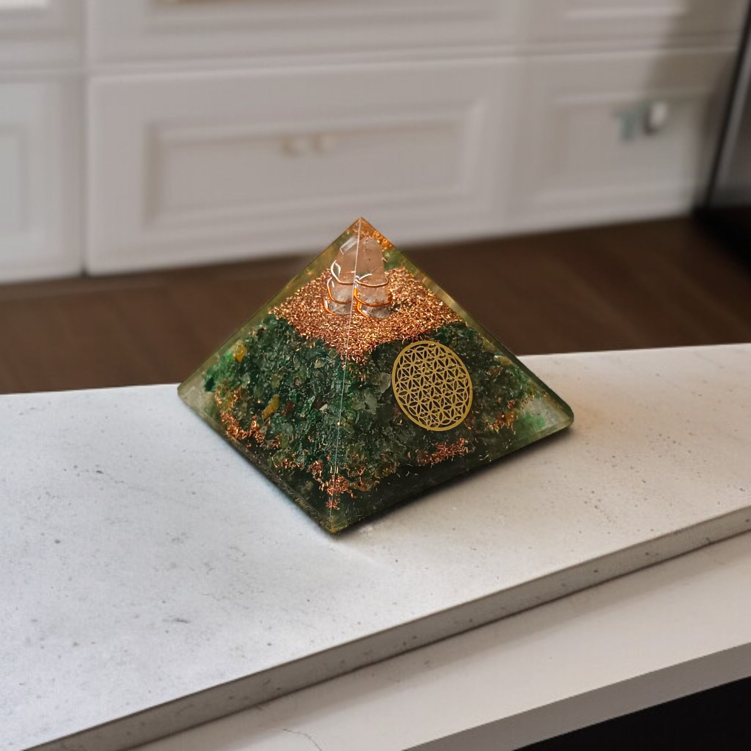 Green Aventurine Crystal Healing Orgone Pyramid By Timeshopee
