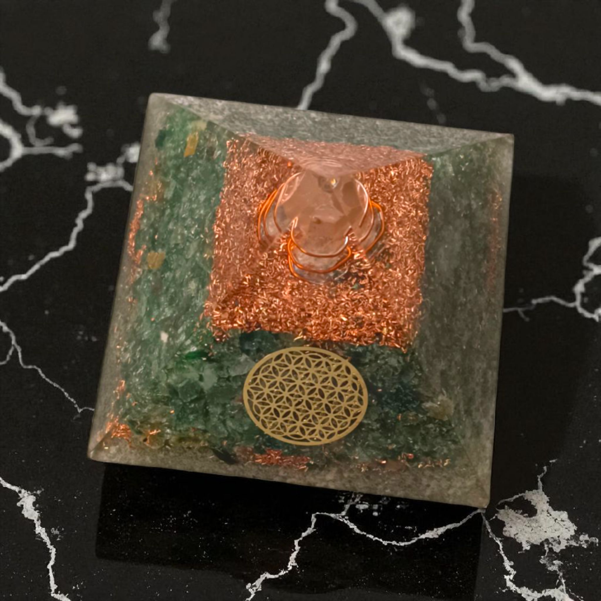 Green Aventurine Crystal Healing Orgone Pyramid By Timeshopee