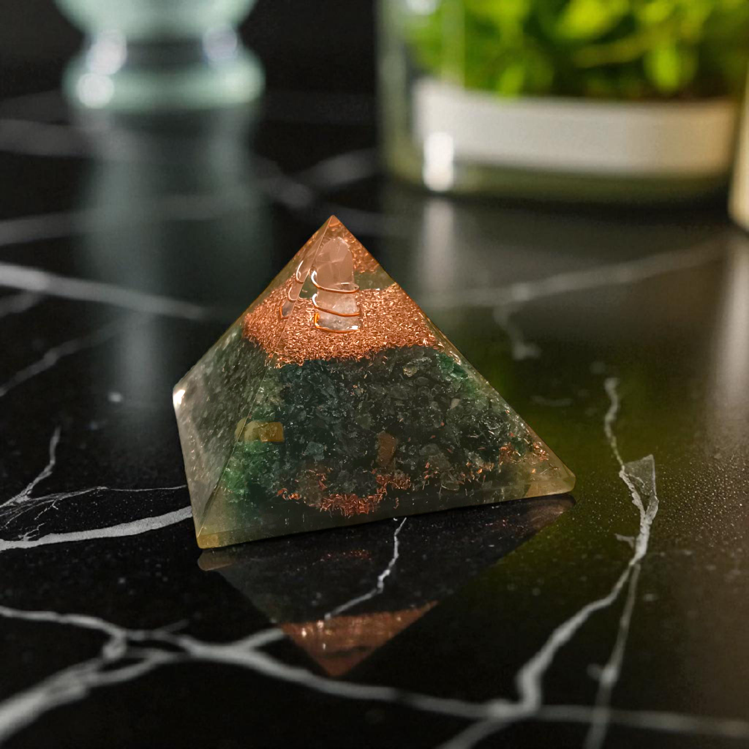 Green Aventurine Crystal Healing Orgone Pyramid By Timeshopee