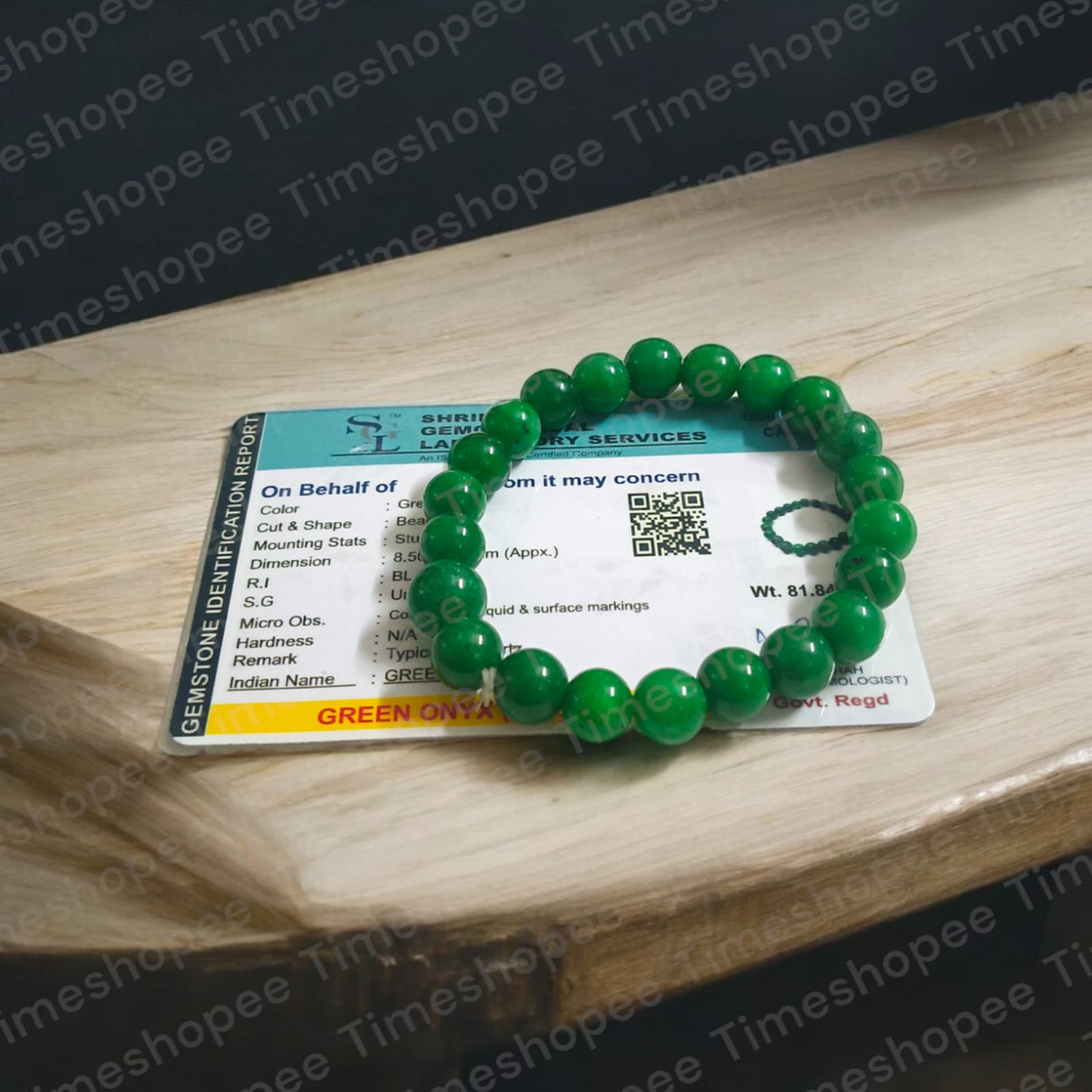 Green ONYX Bracelet Lab Certified by Timeshopee