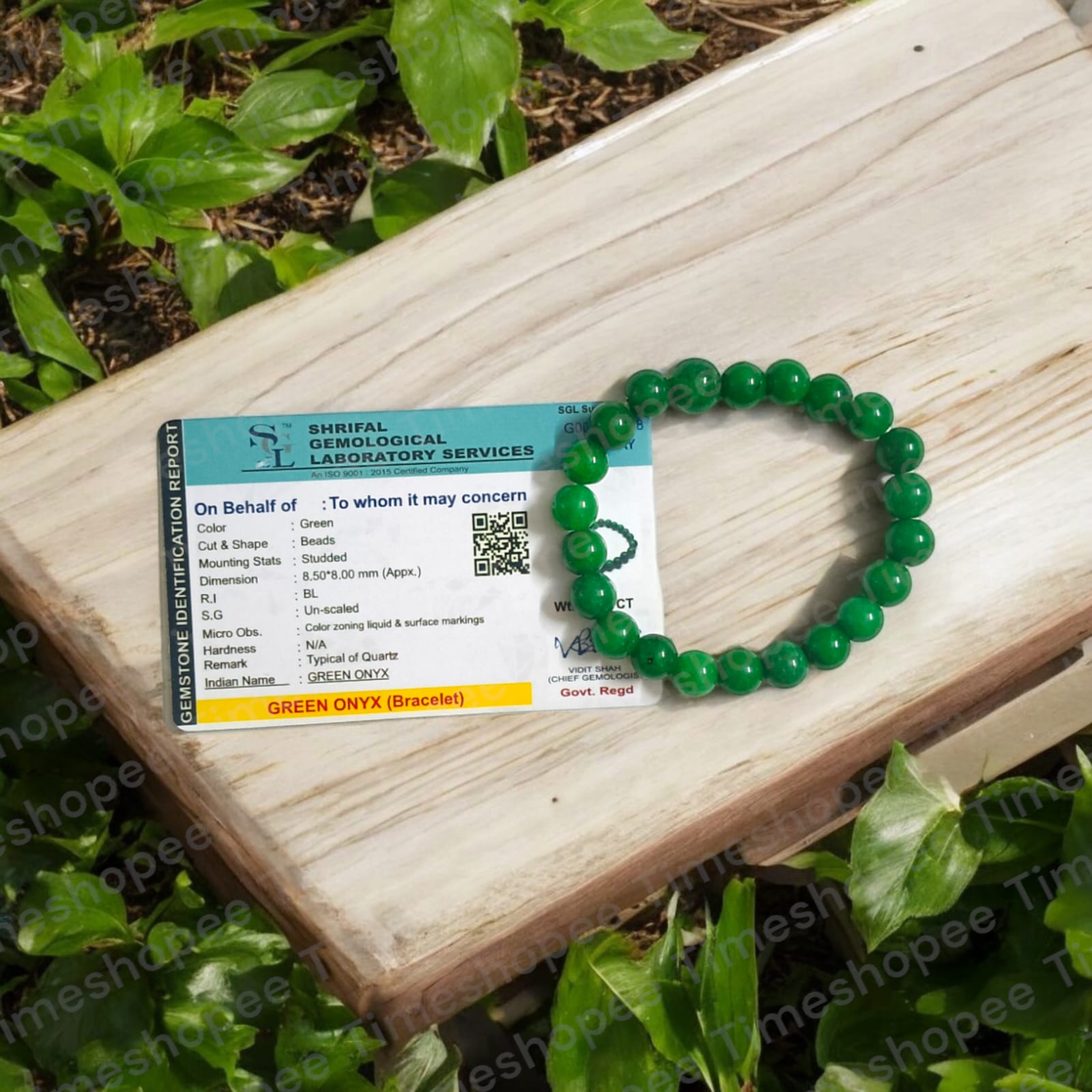 Green ONYX Bracelet Lab Certified by Timeshopee