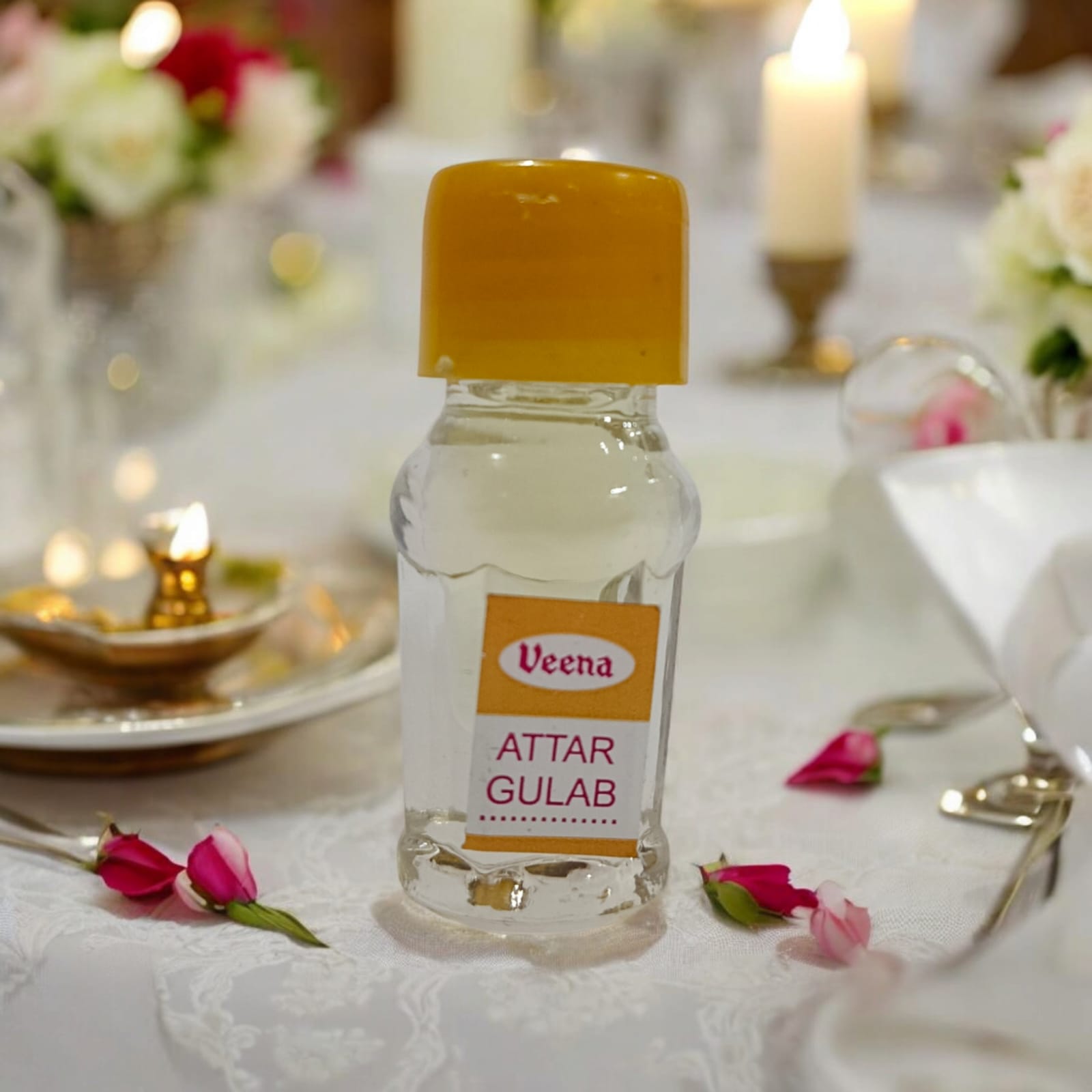 Gulab Attar 2ML bottle by Veena, premium alcohol-free perfume ideal for worship by Timeshopee