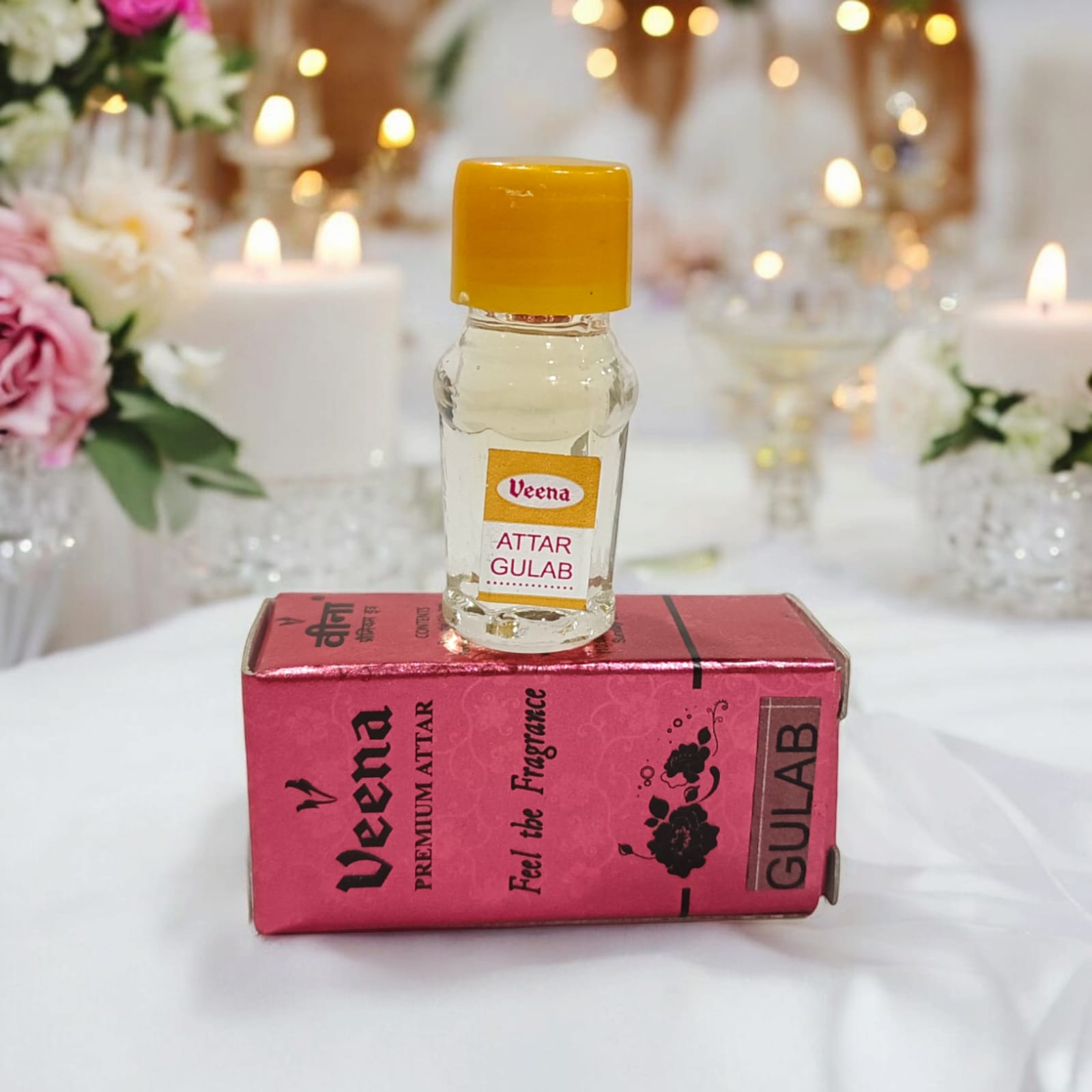 Gulab Attar 2ML bottle by Veena, premium alcohol-free perfume ideal for worship by Timeshopee
