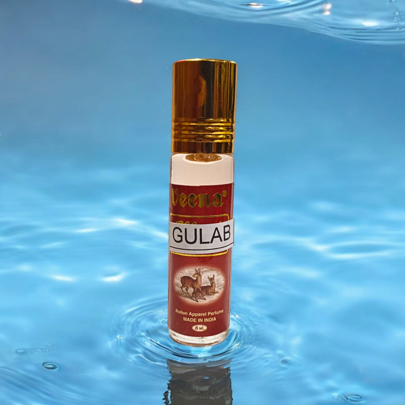Gulab Attar 8ml roll-on bottle by Veena - Alcohol-free rose perfume for daily use and worship by Timeshopee