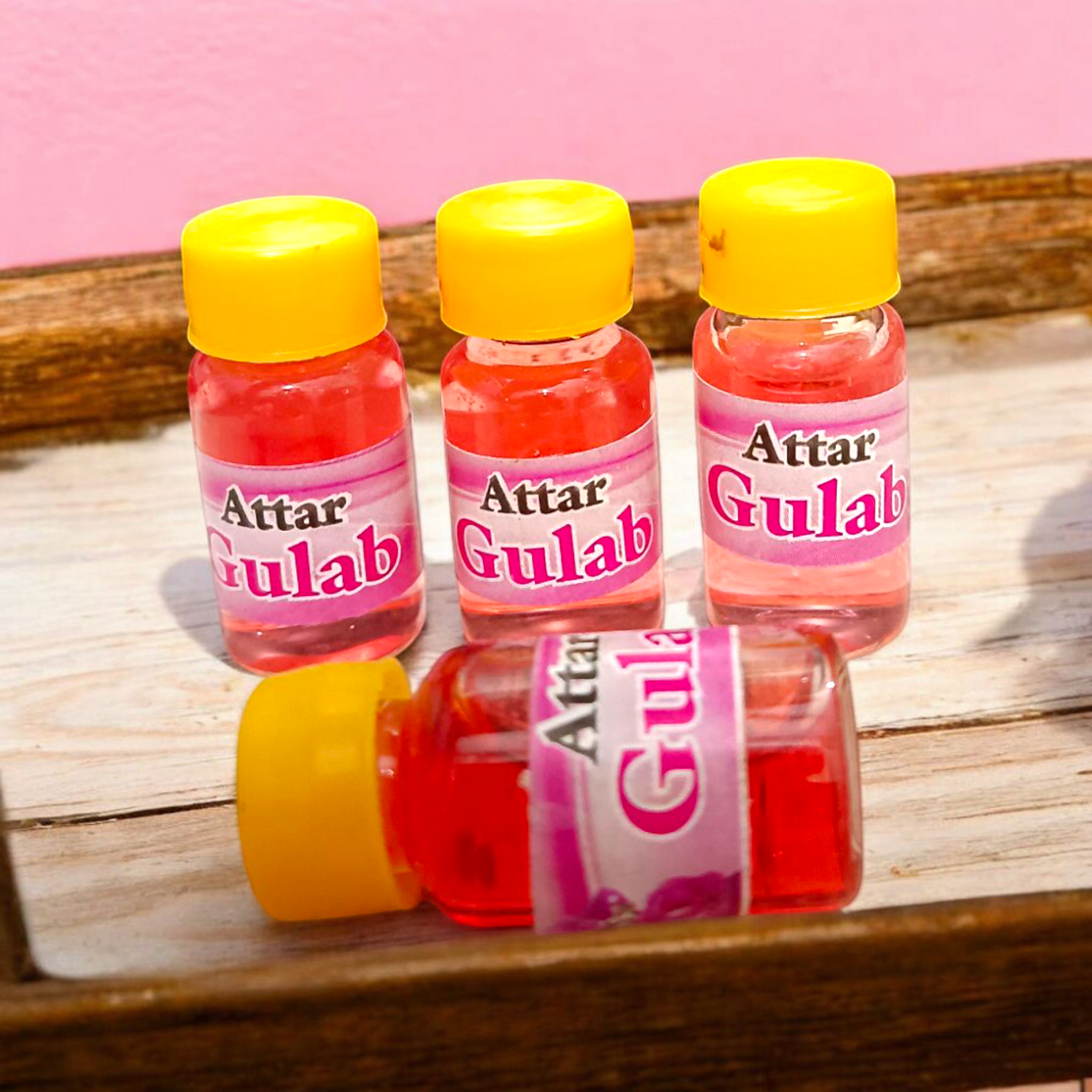 Gulab Attar Set of 5 Bottles (4ML Each) - Natural Rose Perfume for Worship and Daily Use