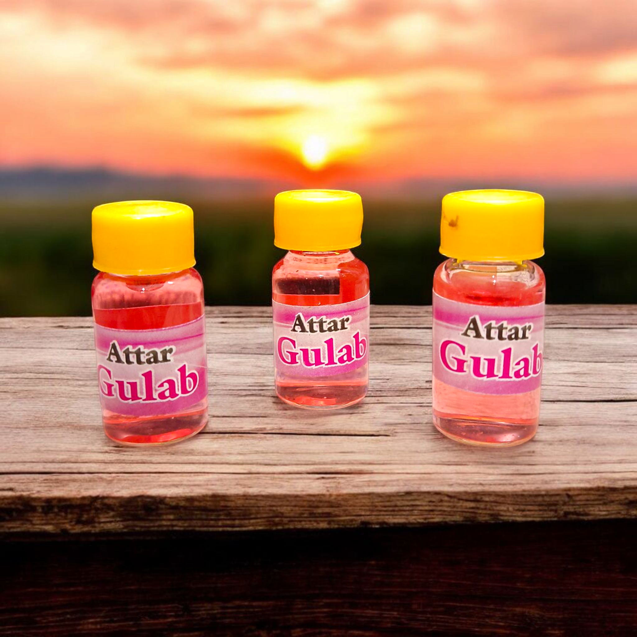 Gulab Attar Set of 5 Bottles (4ML Each) - Natural Rose Perfume for Worship and Daily Use