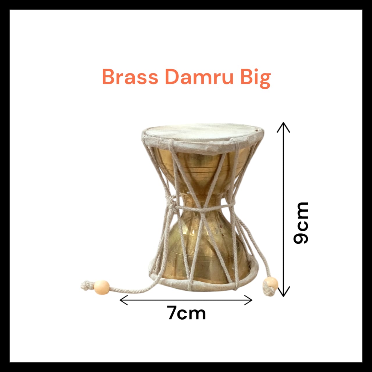 Handcrafted Shiv Ji Damru in brass, symbolizing Lord Shiva, ideal for home and office temples, from Timeshopee