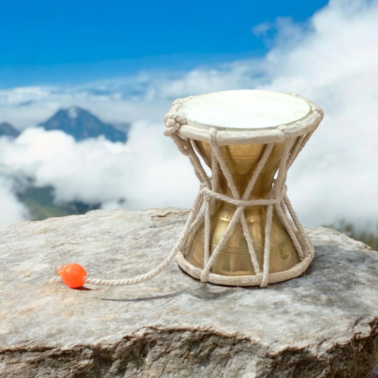 Handcrafted Shiv Ji Damru in brass, symbolizing Lord Shiva, ideal for home and office temples, from Timeshopee