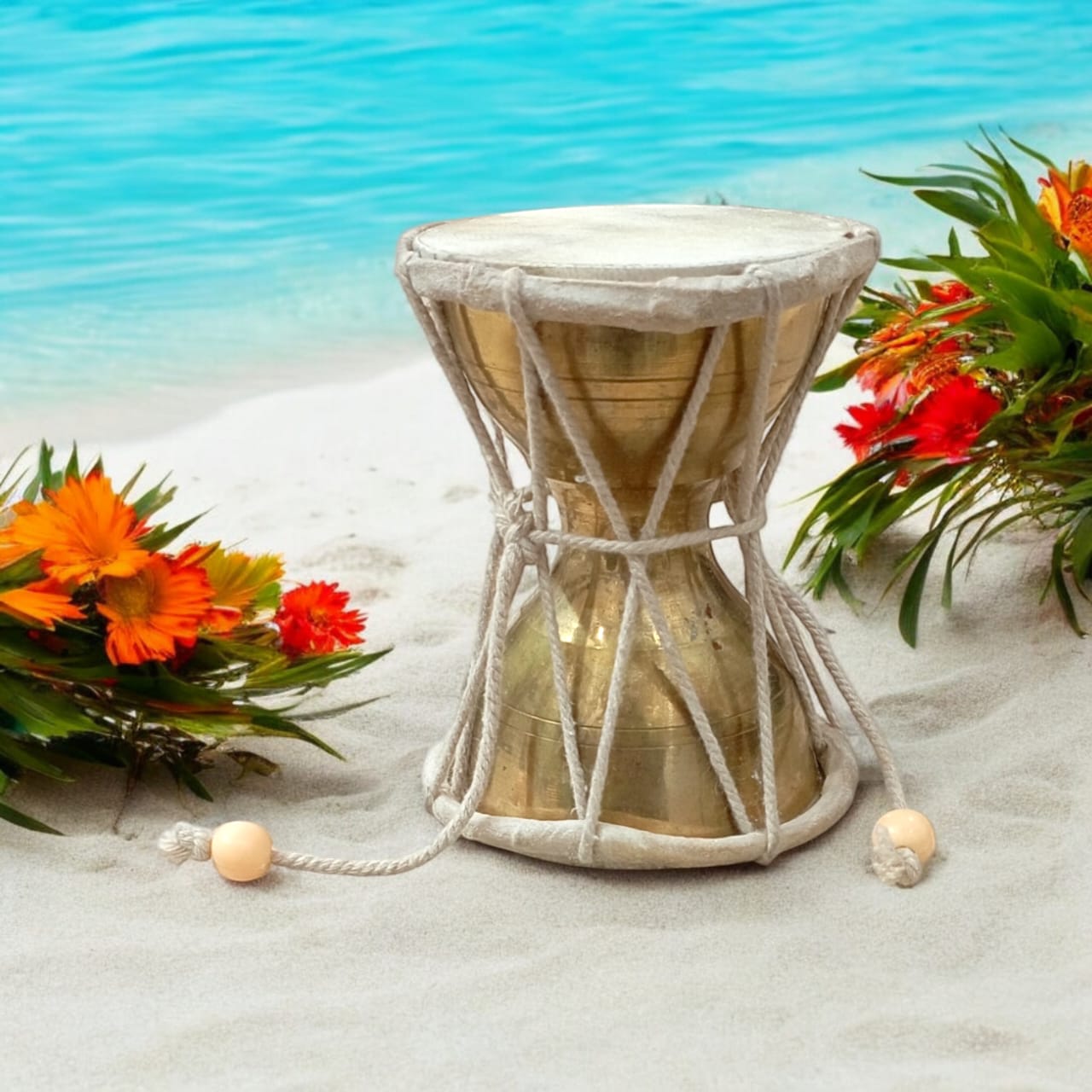 Handcrafted Shiv Ji Damru in brass, symbolizing Lord Shiva, ideal for home and office temples, from Timeshopee