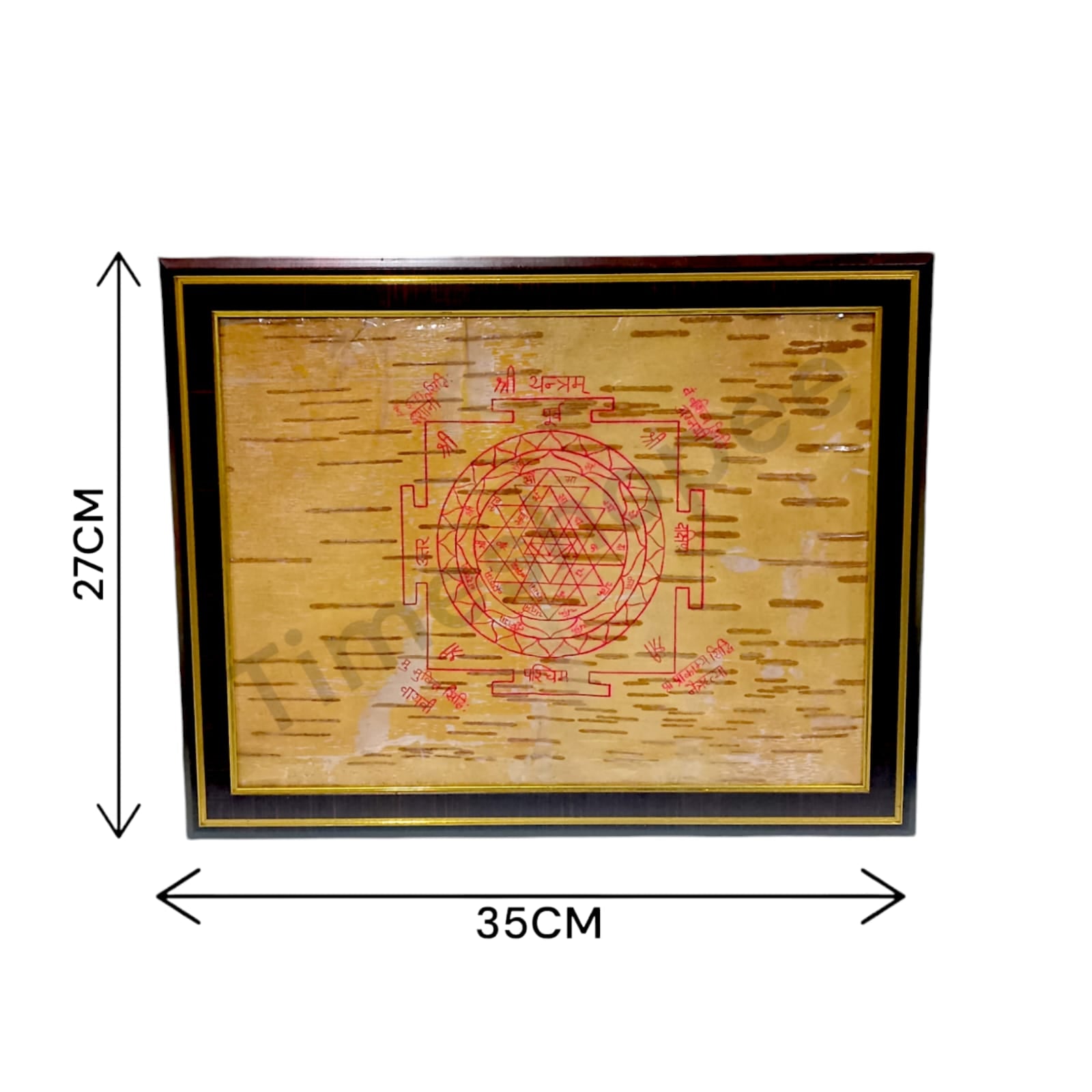 Handmade Shri Yantra on Bhojpatra, showcasing intricate craftsmanship and traditional design.