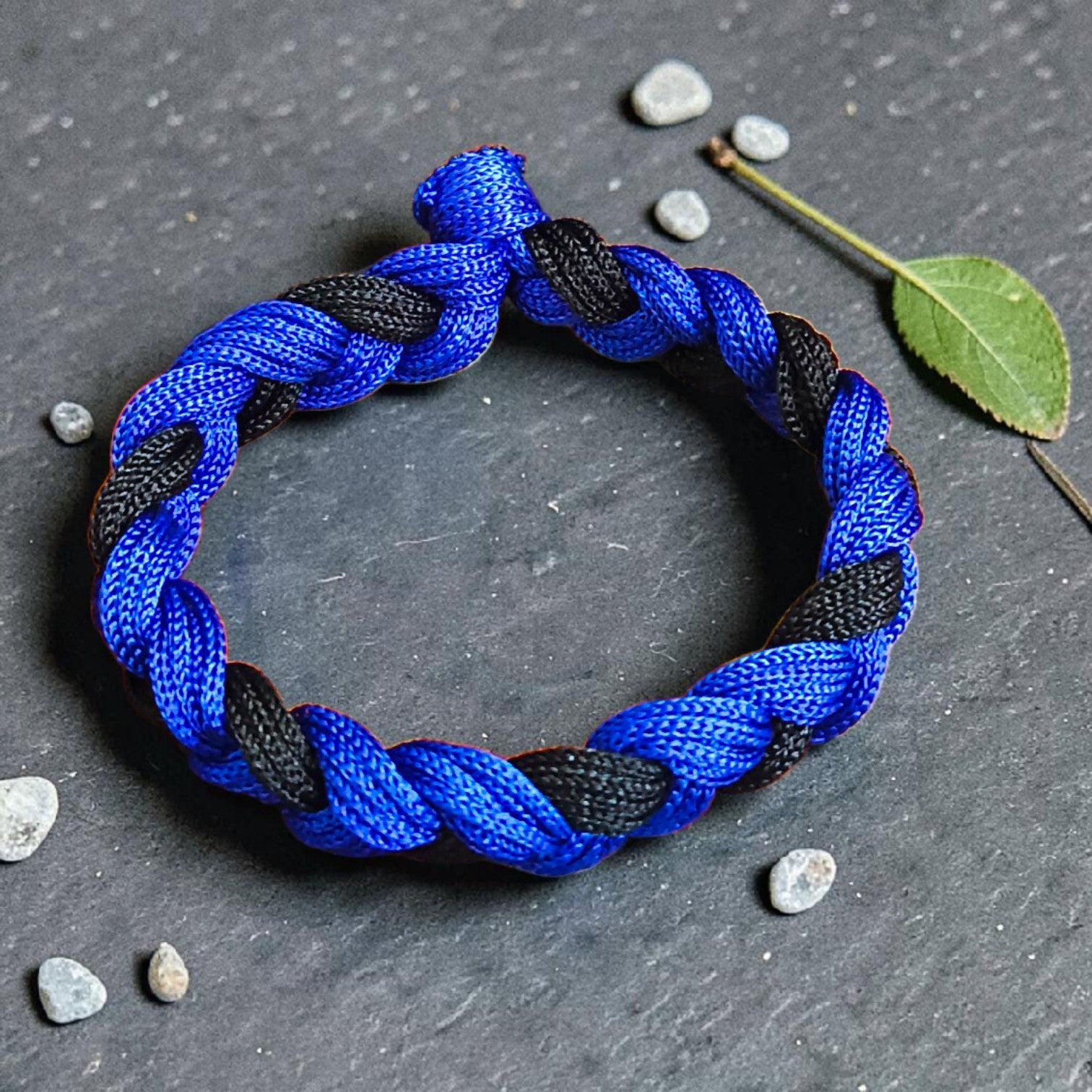 Handmade blue and black thread bracelet set for men and women adjustable friendship wrist band