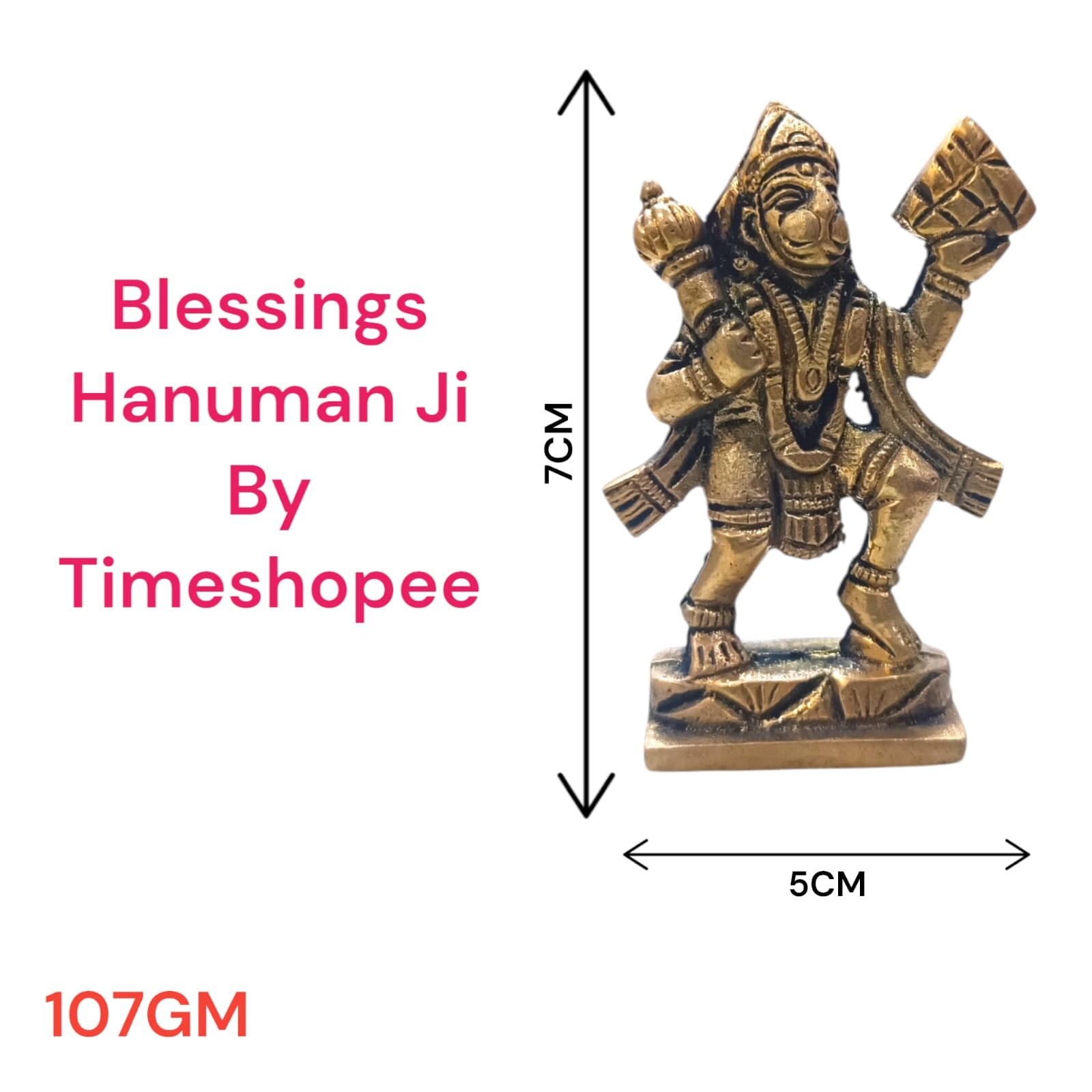 Hanuman Ji Brass Idol | Carrying Mountain | Timeshopee