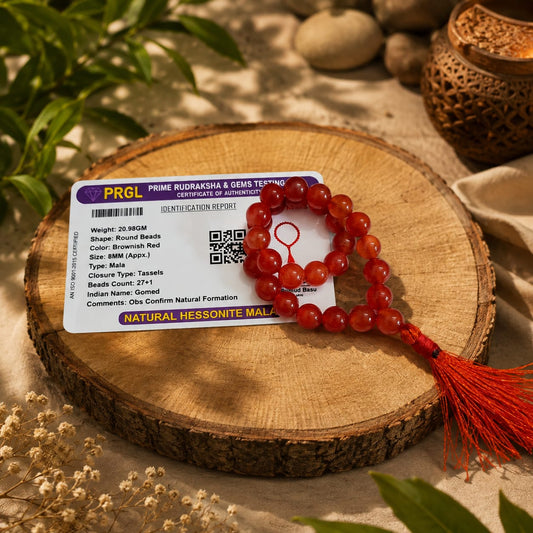 Hessonite Mala | 27+1 Beads Lab Certified | Gomed Mala for Travel & Car – Timeshopee