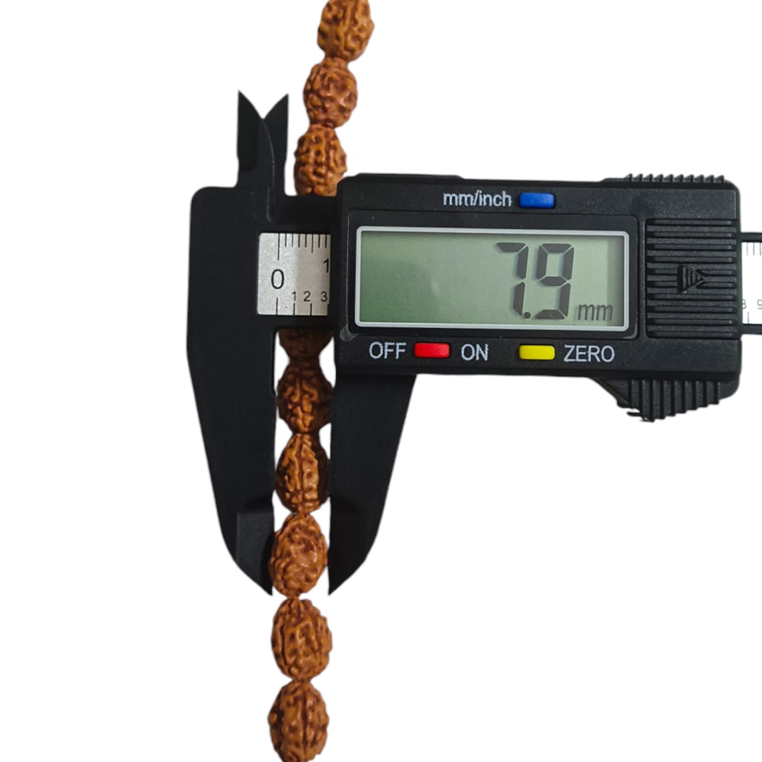 High-quality image of 3 Mukhi Rudraksha Mala in 27+1 and 108+1 bead variants, handcrafted and spiritually energized, displayed with a clean spiritual background.