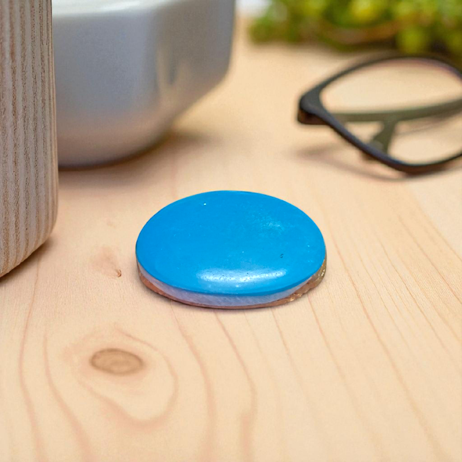 High-quality image of a natural turquoise (Firoza) gemstone with blue-green hues, polished surface, used for healing, confidence, and spiritual purposes