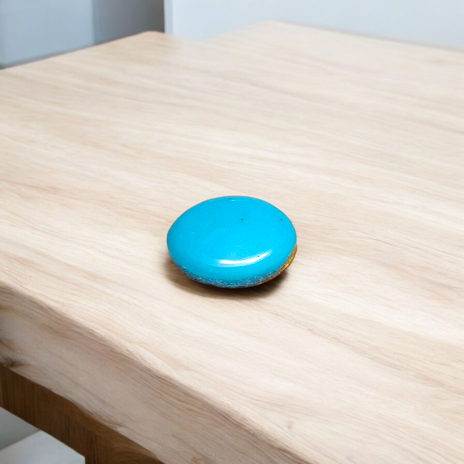 High-quality image of a natural turquoise (Firoza) gemstone with blue-green hues, polished surface, used for healing, confidence, and spiritual purposes