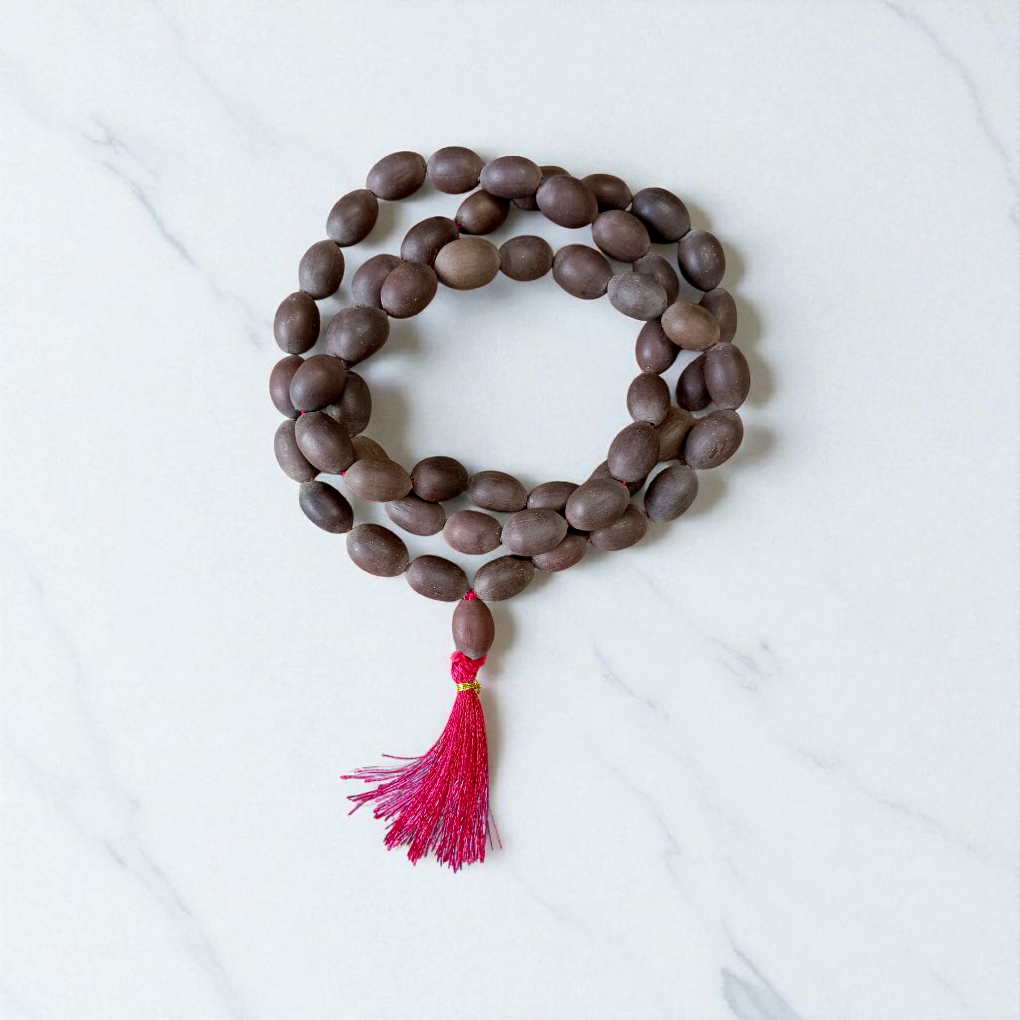 Image of Natural Lotus Seed (Kamal Gatta) Mala with 54+1 lab-certified beads, lightweight and hand-knotted, ideal for Lakshmi mantra chanting, by Timeshopee