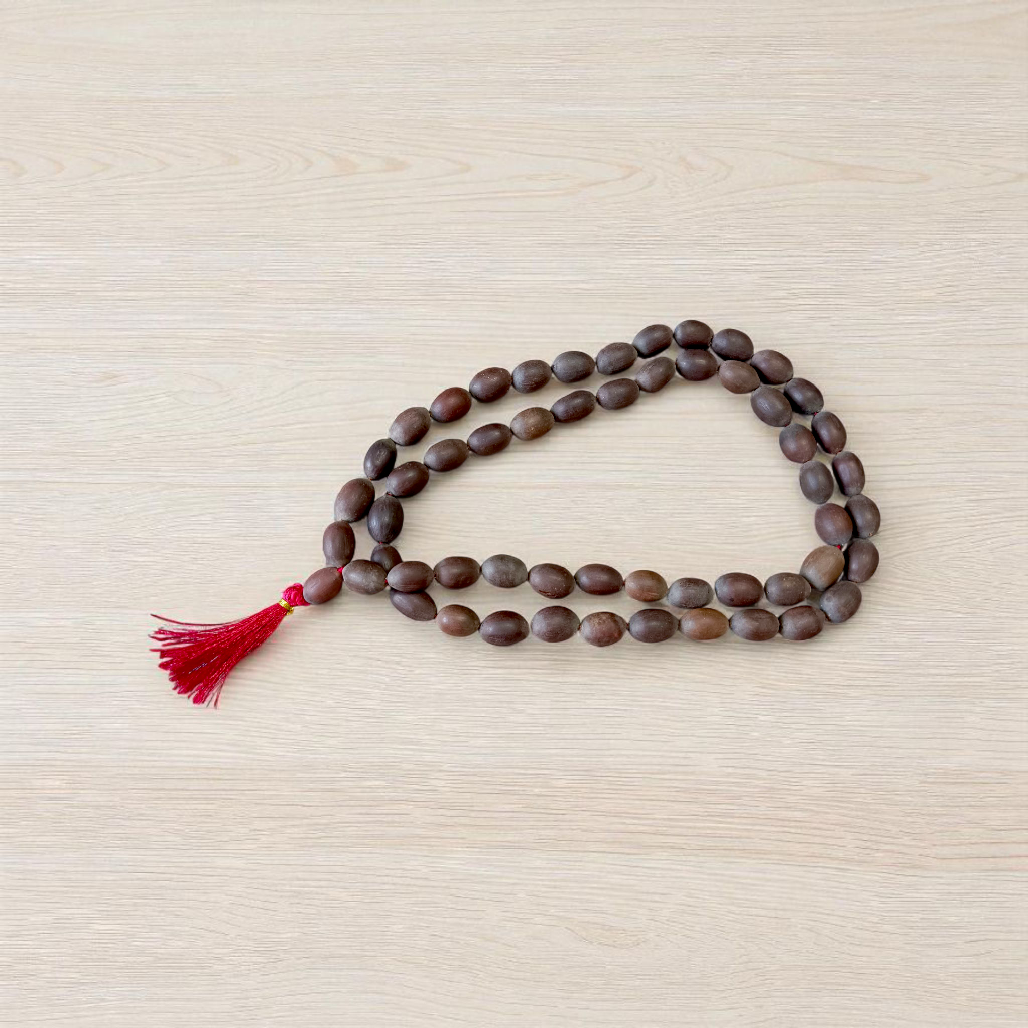 Image of Natural Lotus Seed (Kamal Gatta) Mala with 54+1 lab-certified beads, lightweight and hand-knotted, ideal for Lakshmi mantra chanting, by Timeshopee