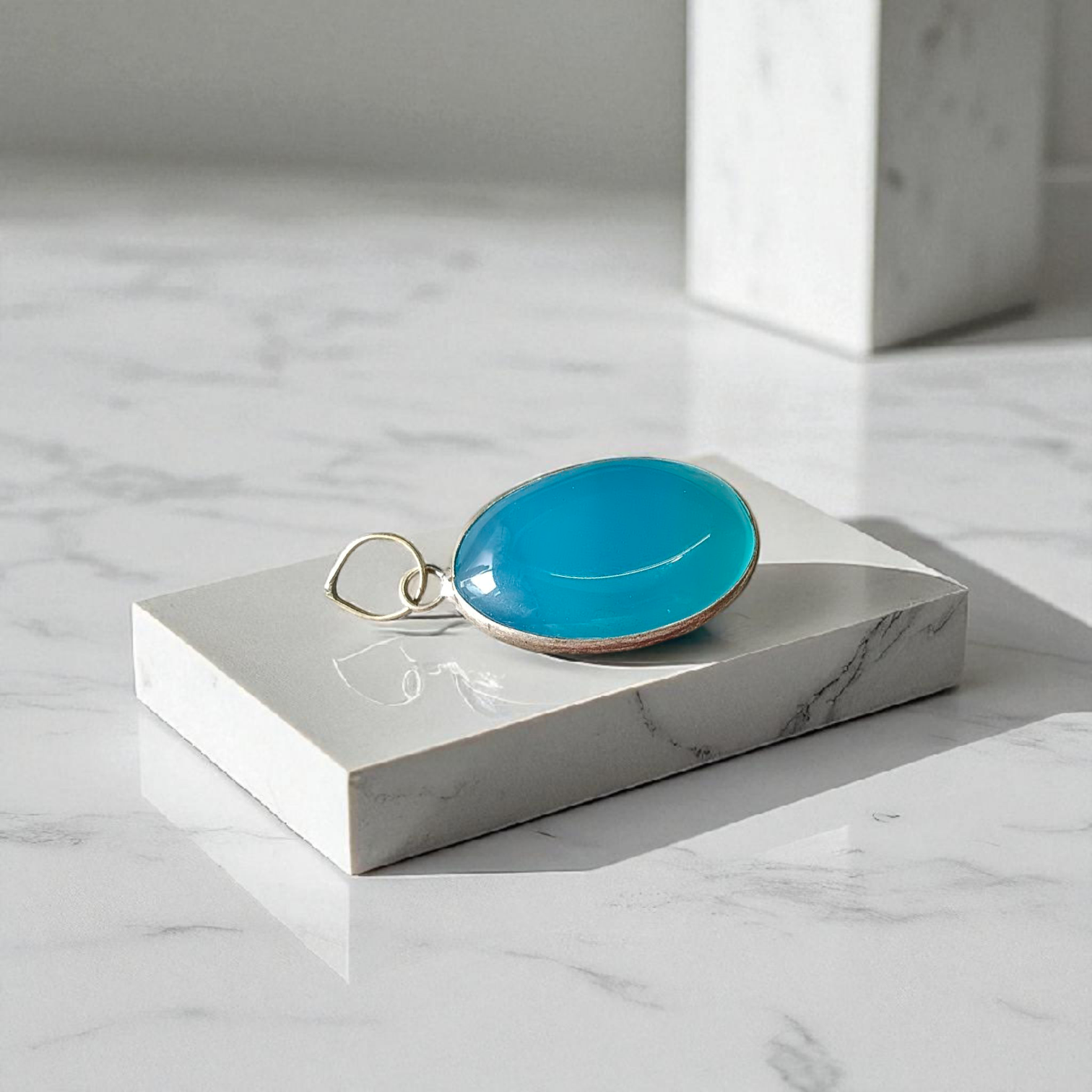 Image of a handcrafted, lab-certified original turquoise (Firoza) pendant designed for healing, meditation, and daily wear