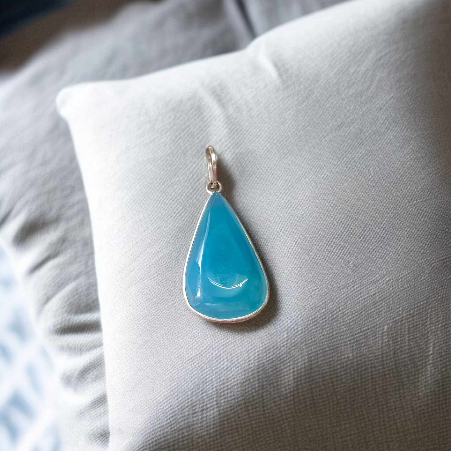 Image of a handcrafted, lab-certified original turquoise (Firoza) pendant designed for healing, meditation, and daily wear
