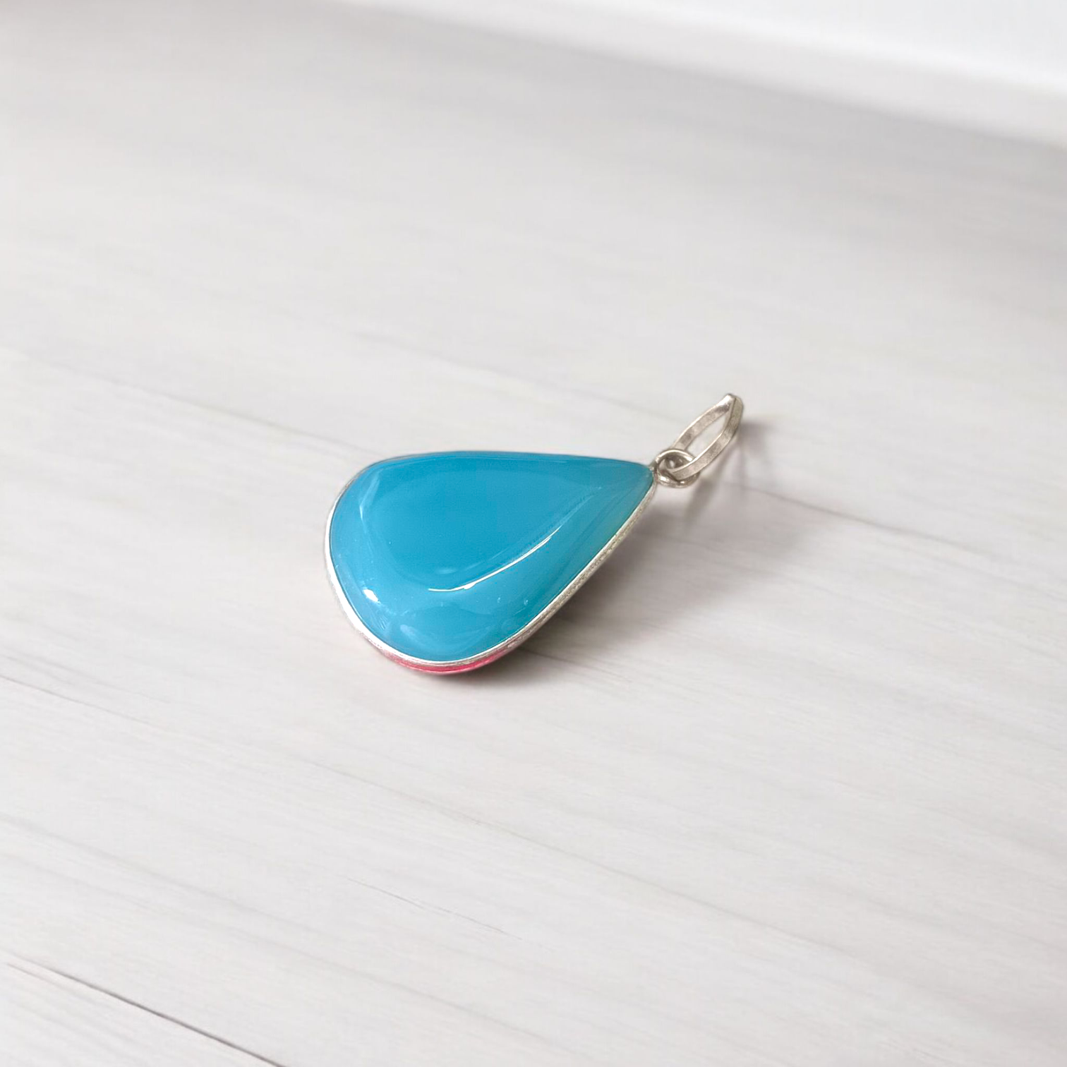 Image of a handcrafted, lab-certified original turquoise (Firoza) pendant designed for healing, meditation, and daily wear