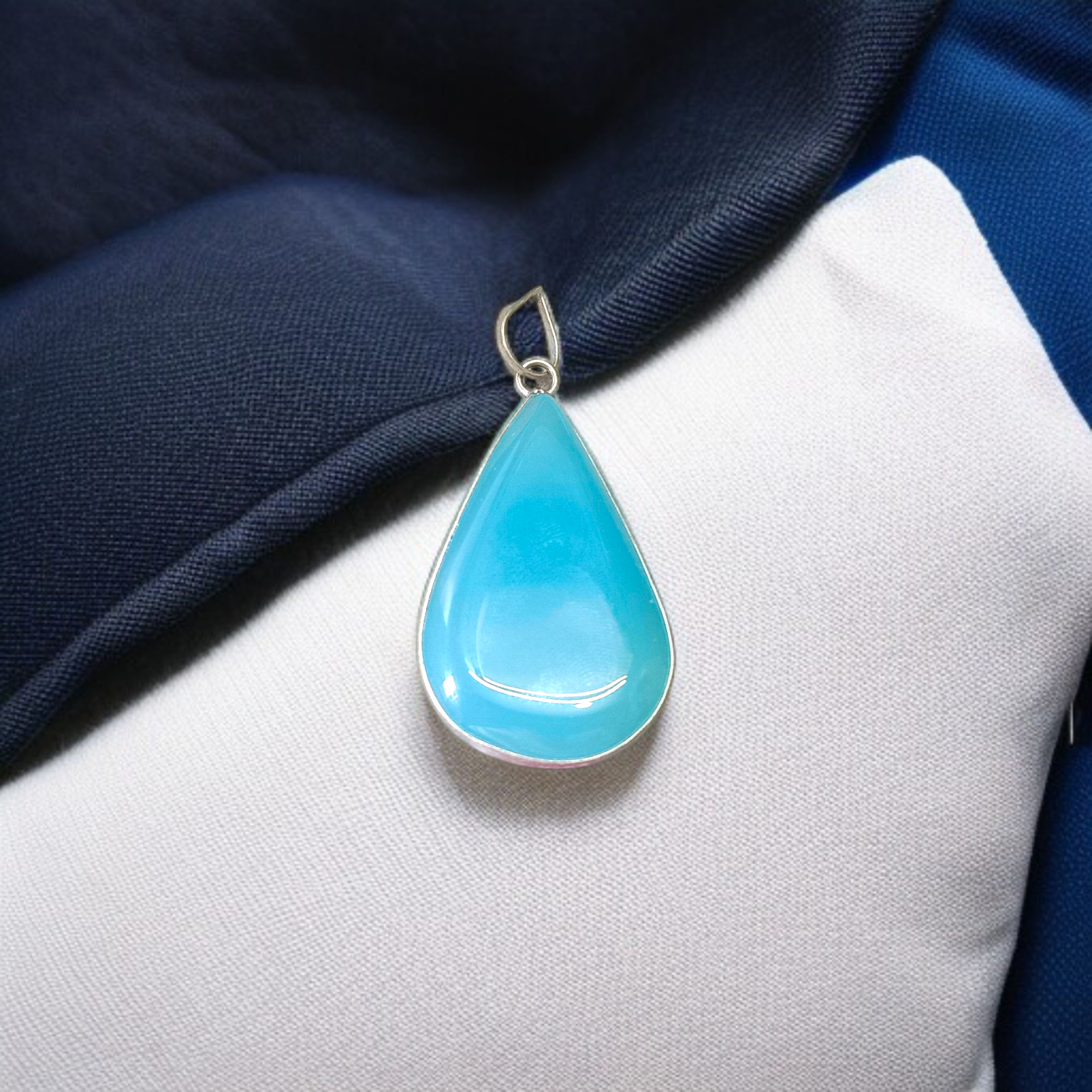 Image of a handcrafted, lab-certified original turquoise (Firoza) pendant designed for healing, meditation, and daily wear