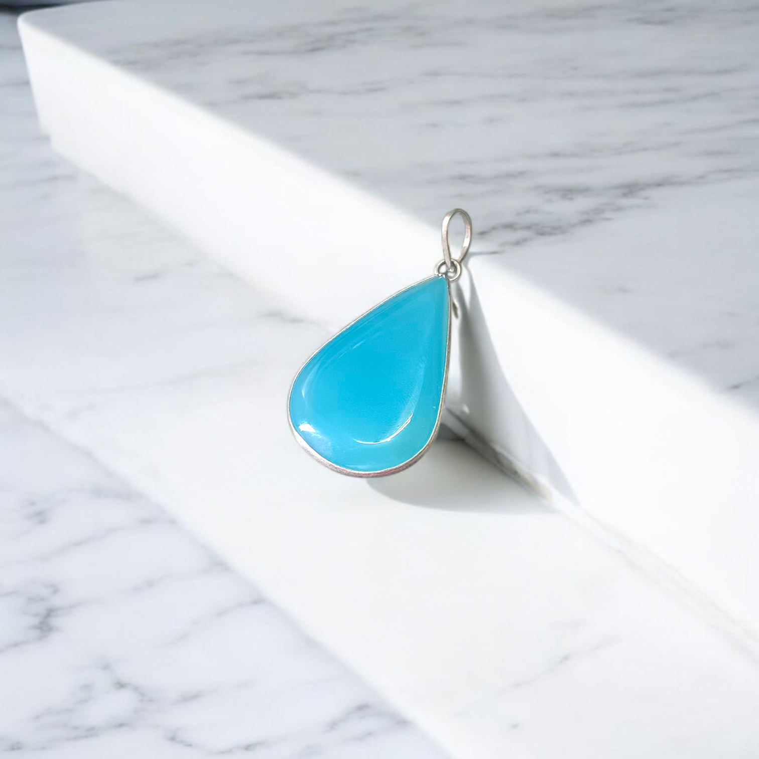 Image of a handcrafted, lab-certified original turquoise (Firoza) pendant designed for healing, meditation, and daily wear