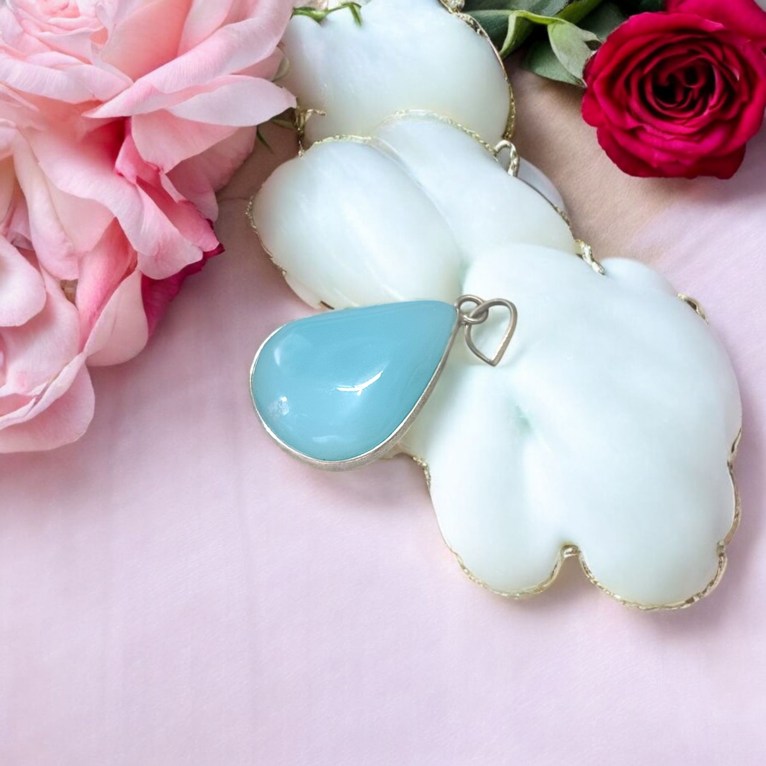 Image of a handcrafted, lab-certified original turquoise (Firoza) pendant designed for healing, meditation, and daily wear