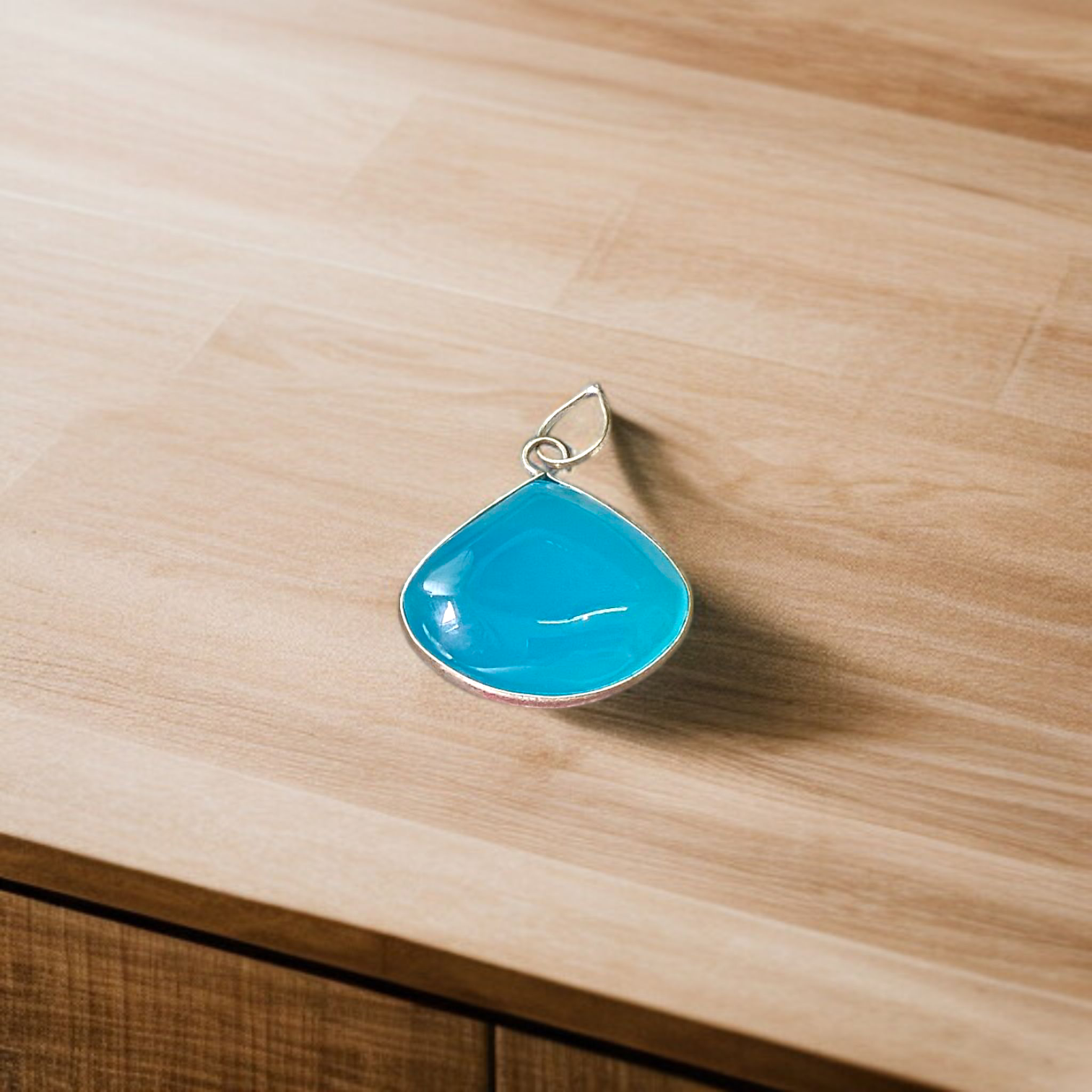 Image of a handcrafted, lab-certified original turquoise (Firoza) pendant designed for healing, meditation, and daily wear