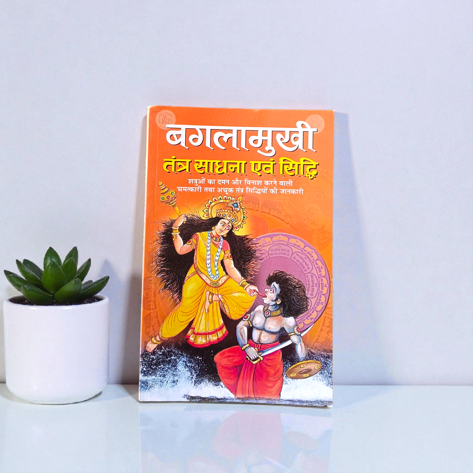 Image of the book “Bagalamukhi Tantra Sadhna and Siddhi In Hindi” featuring sacred yantras and illustrations of Goddess Bagalamukhi, ideal for tantric and spiritual practitioners.