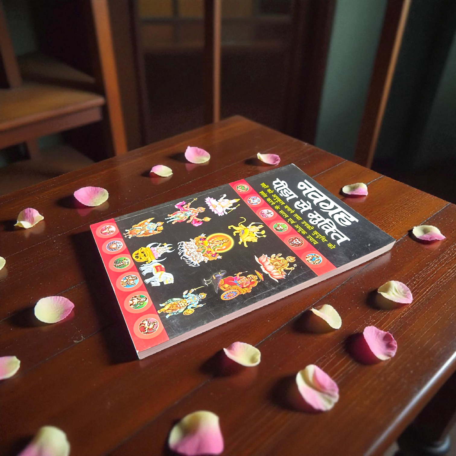 Image of the book “Navgrah Peera Se Mukti In Hindi,” showing its sacred cover with illustrations of nine planets, ideal for astrology and spiritual seekers