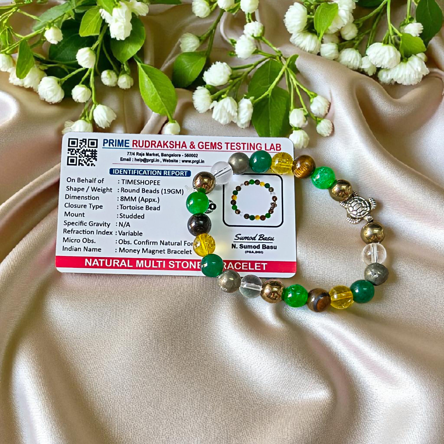 Image showing a stylish 8mm bead Money Magnet Bracelet with stretchable band, ideal for daily wear or gifting, placed on a clean background