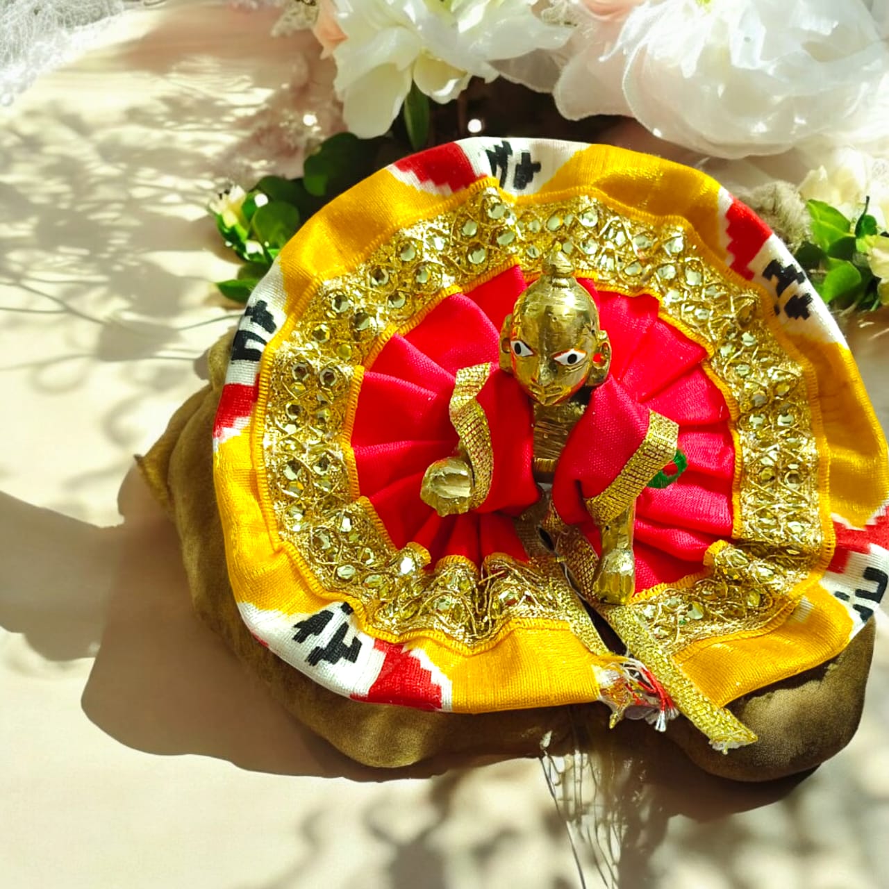 Italian-style designer dress for Laddu Gopal, size 1 No., featuring modern aesthetics with a traditional touch, ideal for pooja and celebrations.