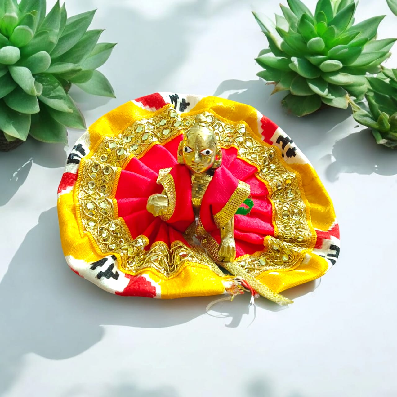 Italian-style designer dress for Laddu Gopal, size 1 No., featuring modern aesthetics with a traditional touch, ideal for pooja and celebrations.