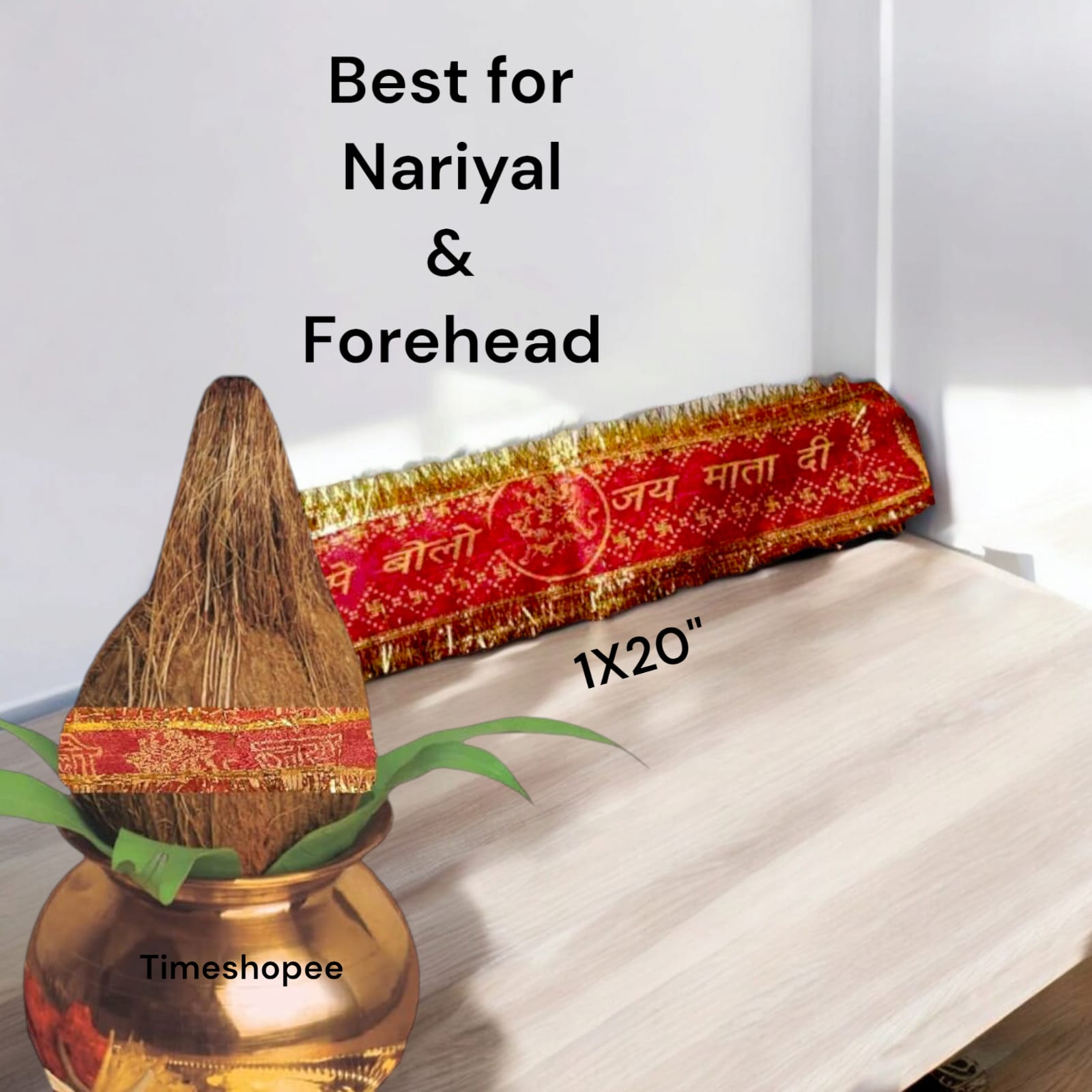 Jai Mata Di Chunnri For Forehead and Nariyal | High-Quality Fabric | Timeshopee