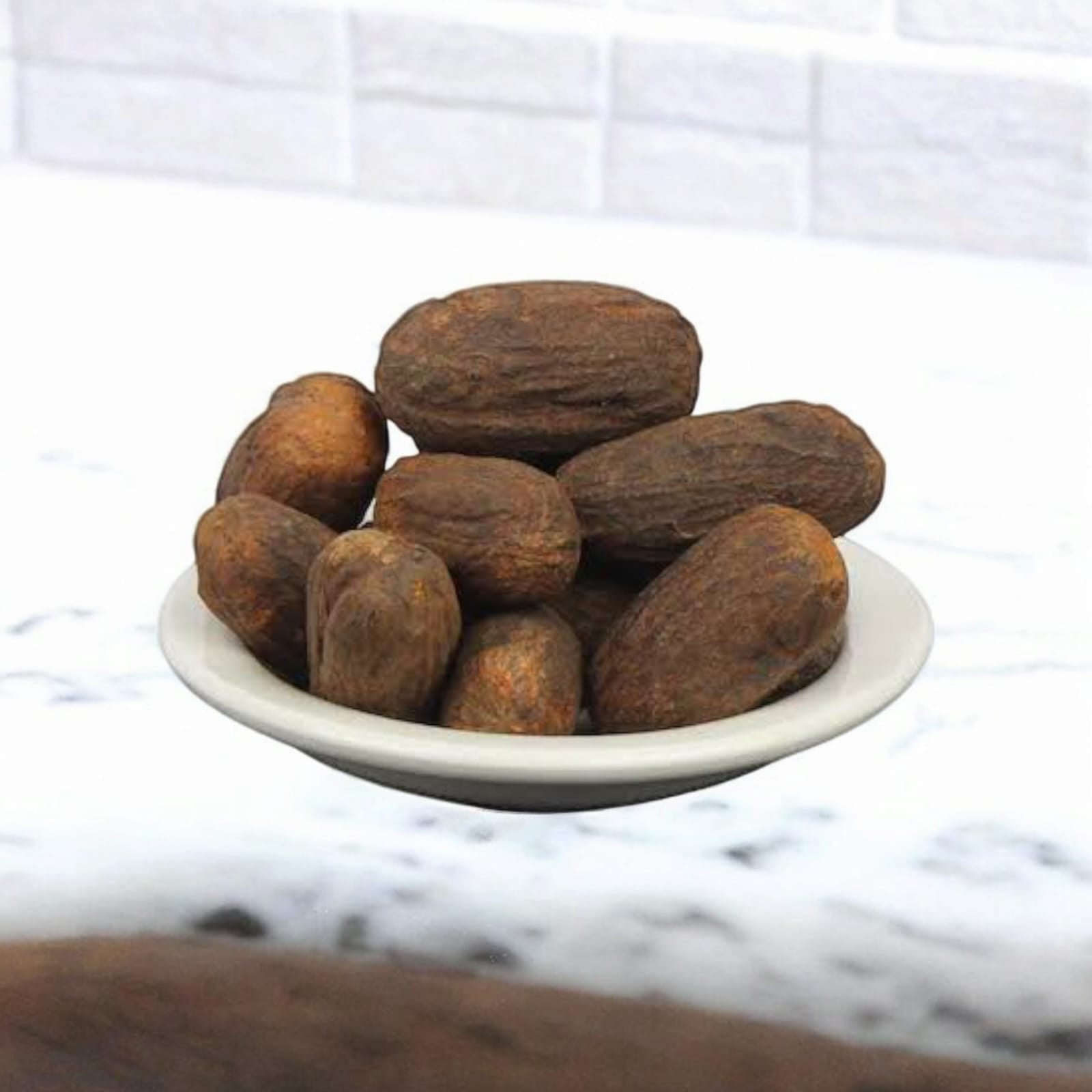 Jaiphal Purvi (whole nutmeg) pack of 2 used for puja, rituals, and Havan, sourced fresh and natural.