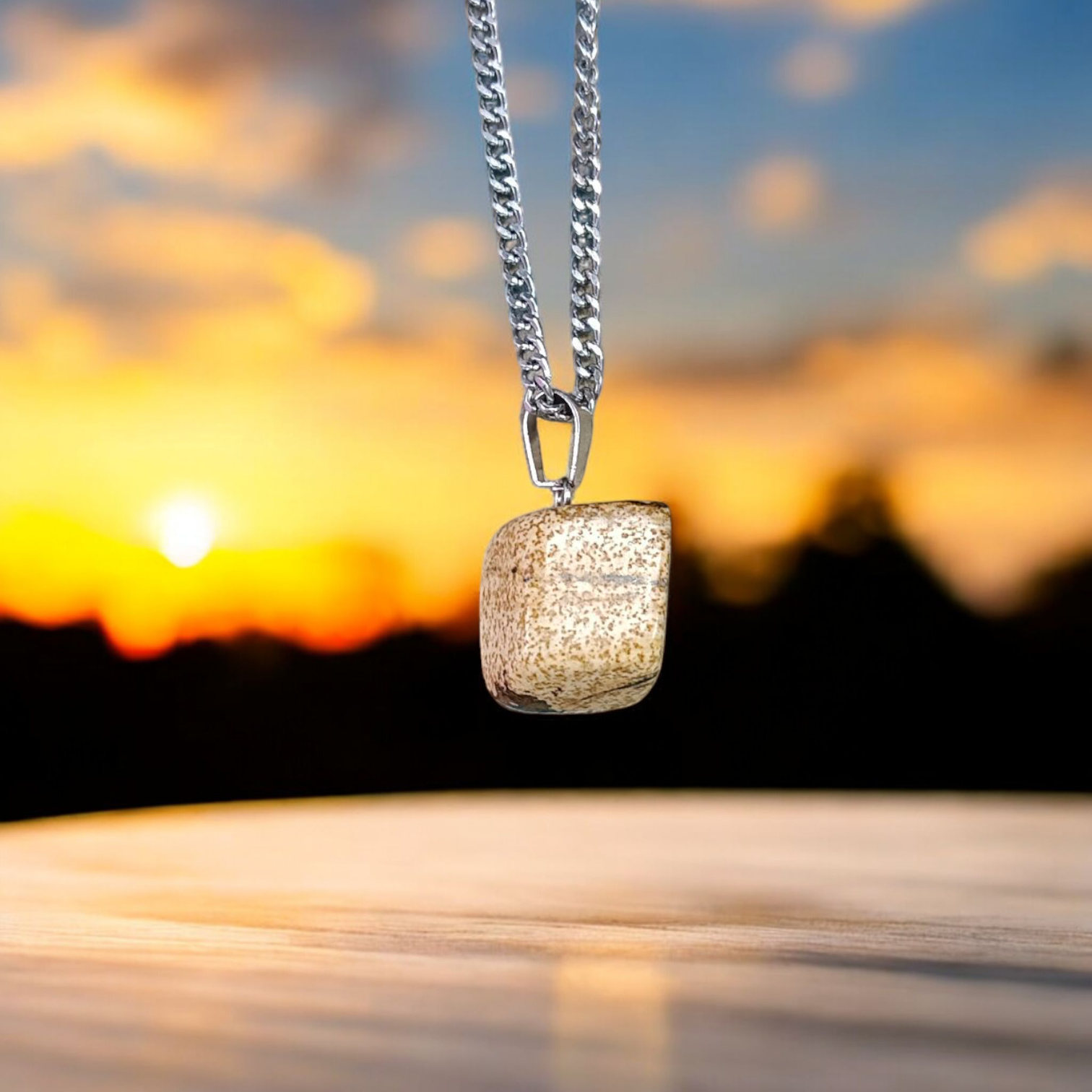 Jasper Stone Pendant Leopard Skin Style with Chain, Lab Certified, available at Timeshopee