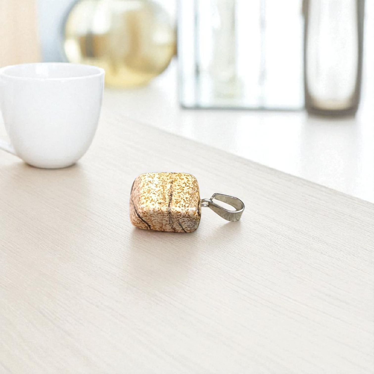 Jasper Stone Pendant Leopard Skin Style with Chain, Lab Certified, available at Timeshopee