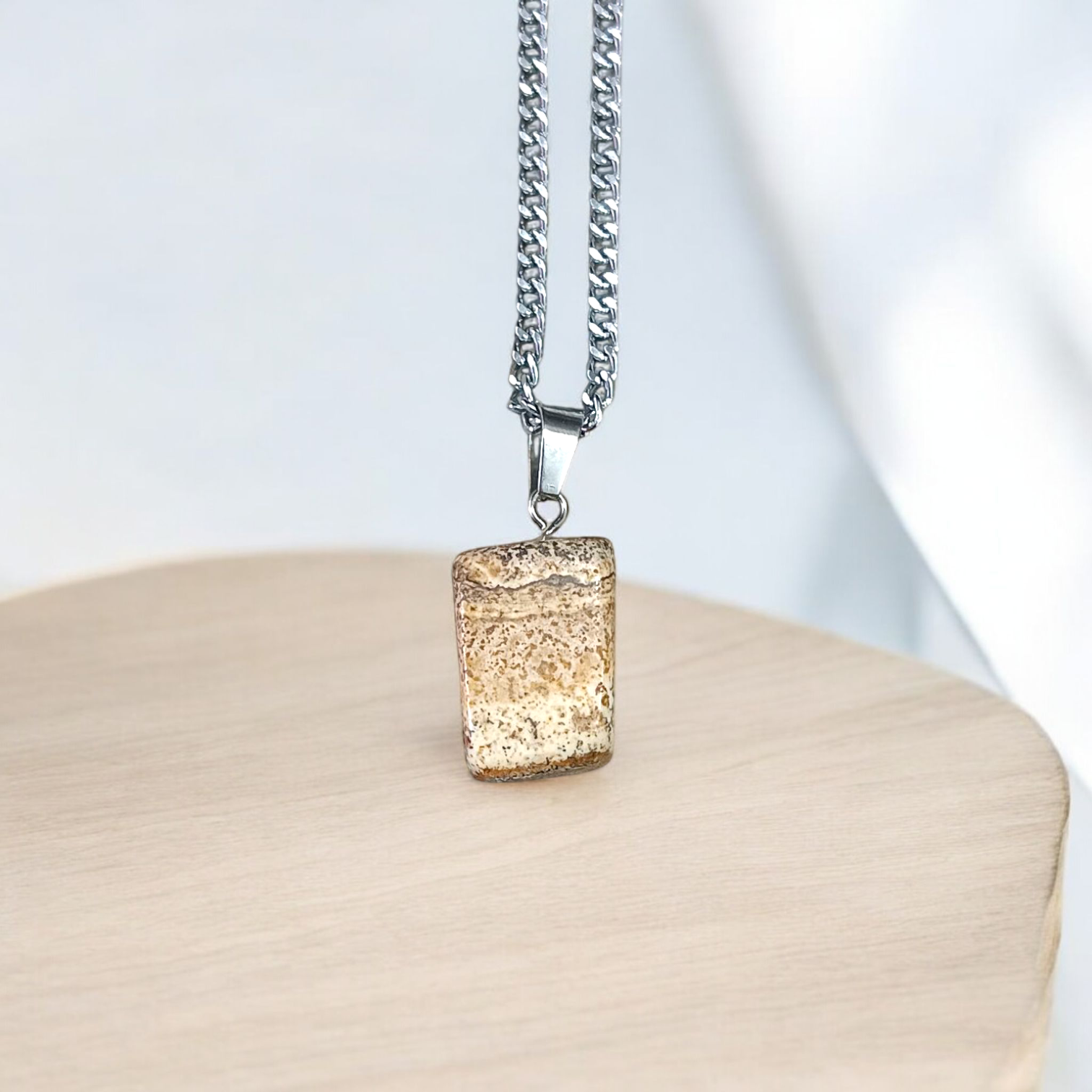 Jasper Stone Pendant Leopard Skin Style with Chain, Lab Certified, available at Timeshopee