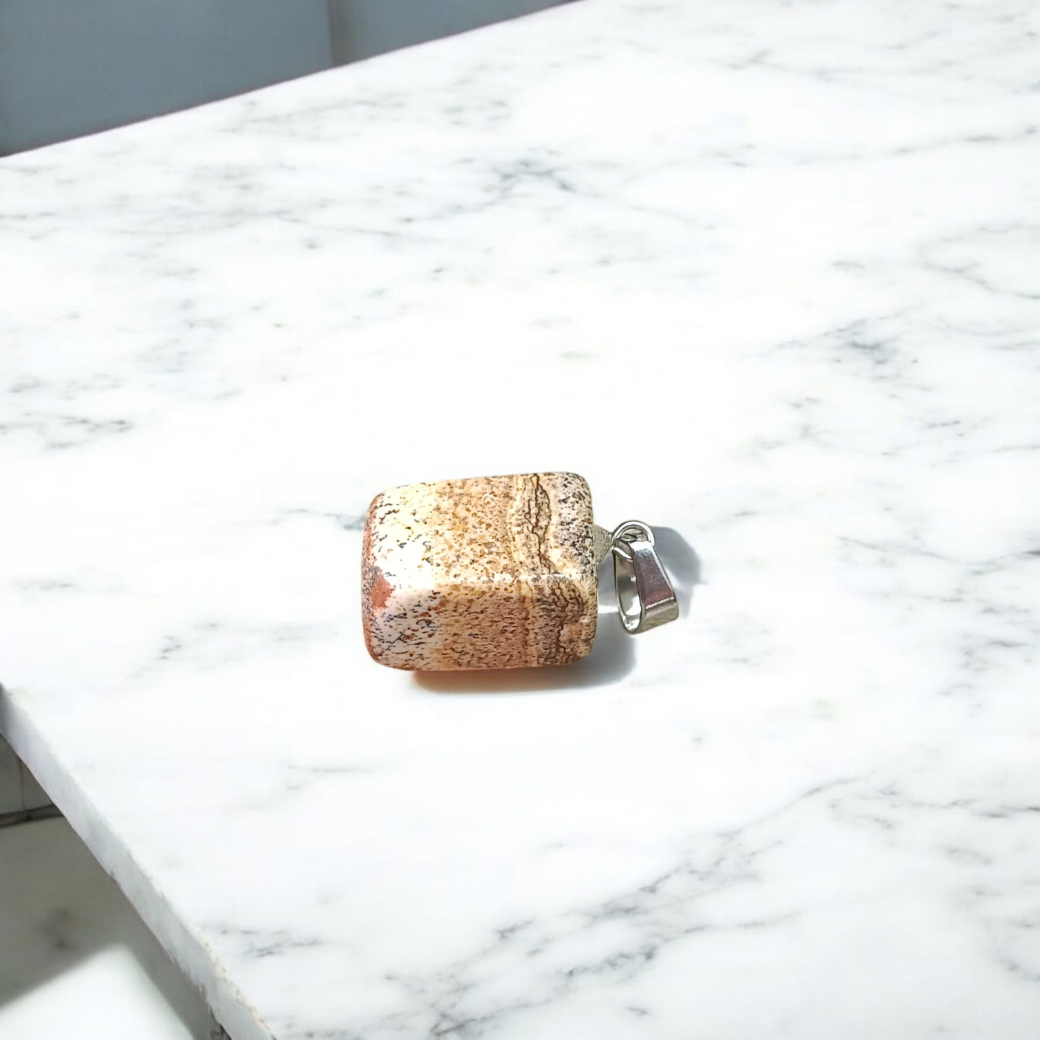 Jasper Stone Pendant Leopard Skin Style with Chain, Lab Certified, available at Timeshopee