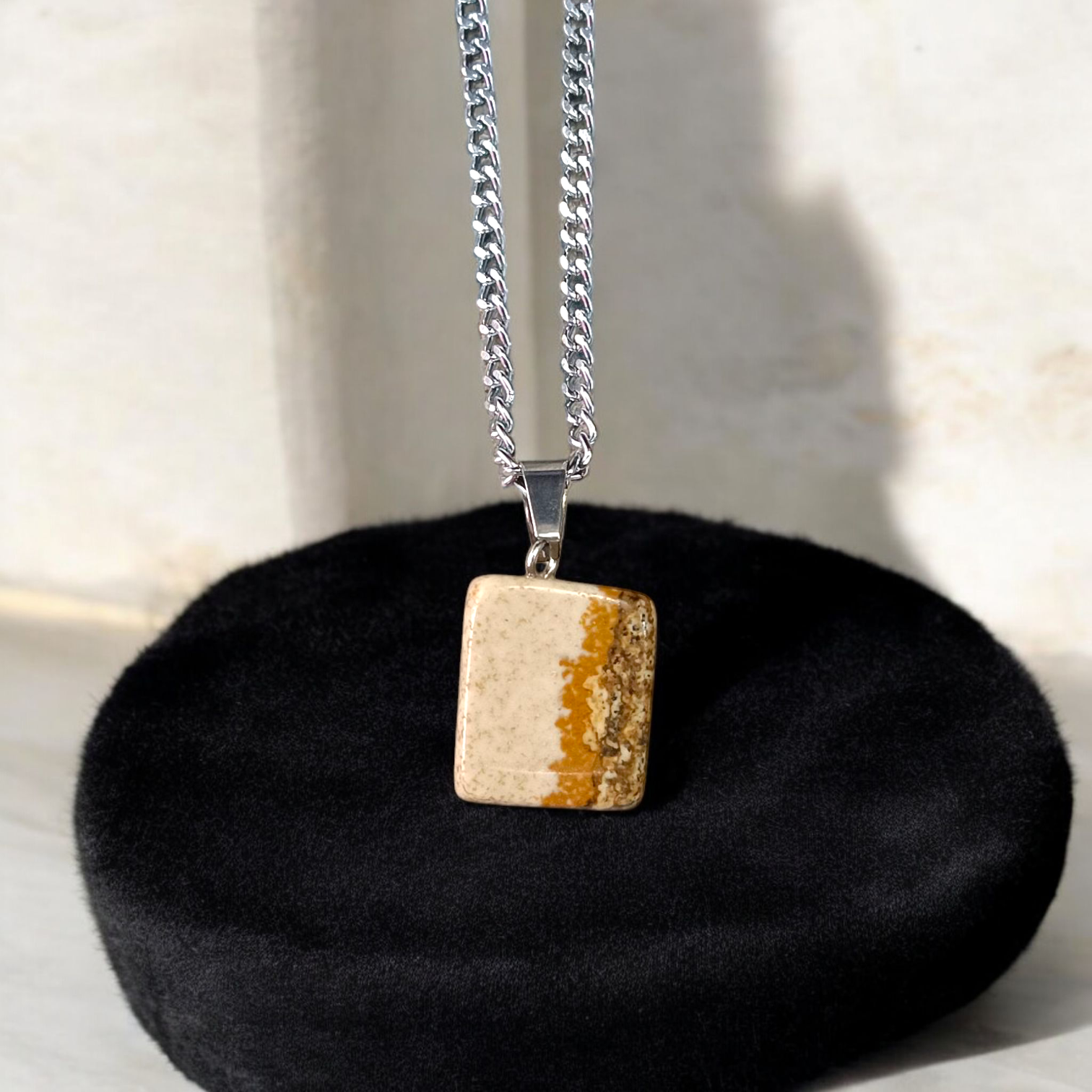 Jasper Stone Pendant Leopard Skin Style with Chain, Lab Certified, available at Timeshopee