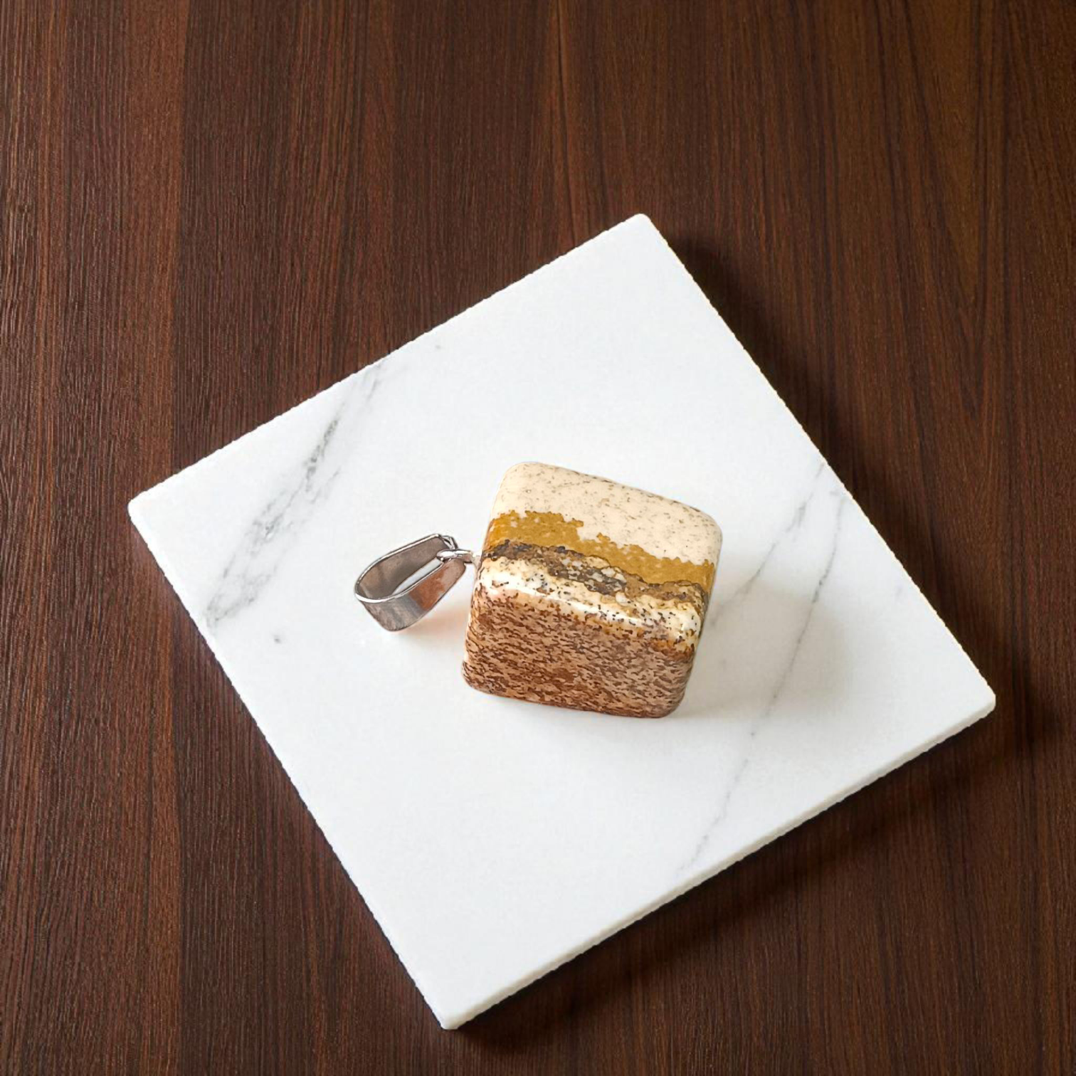 Jasper Stone Pendant Leopard Skin Style with Chain, Lab Certified, available at Timeshopee