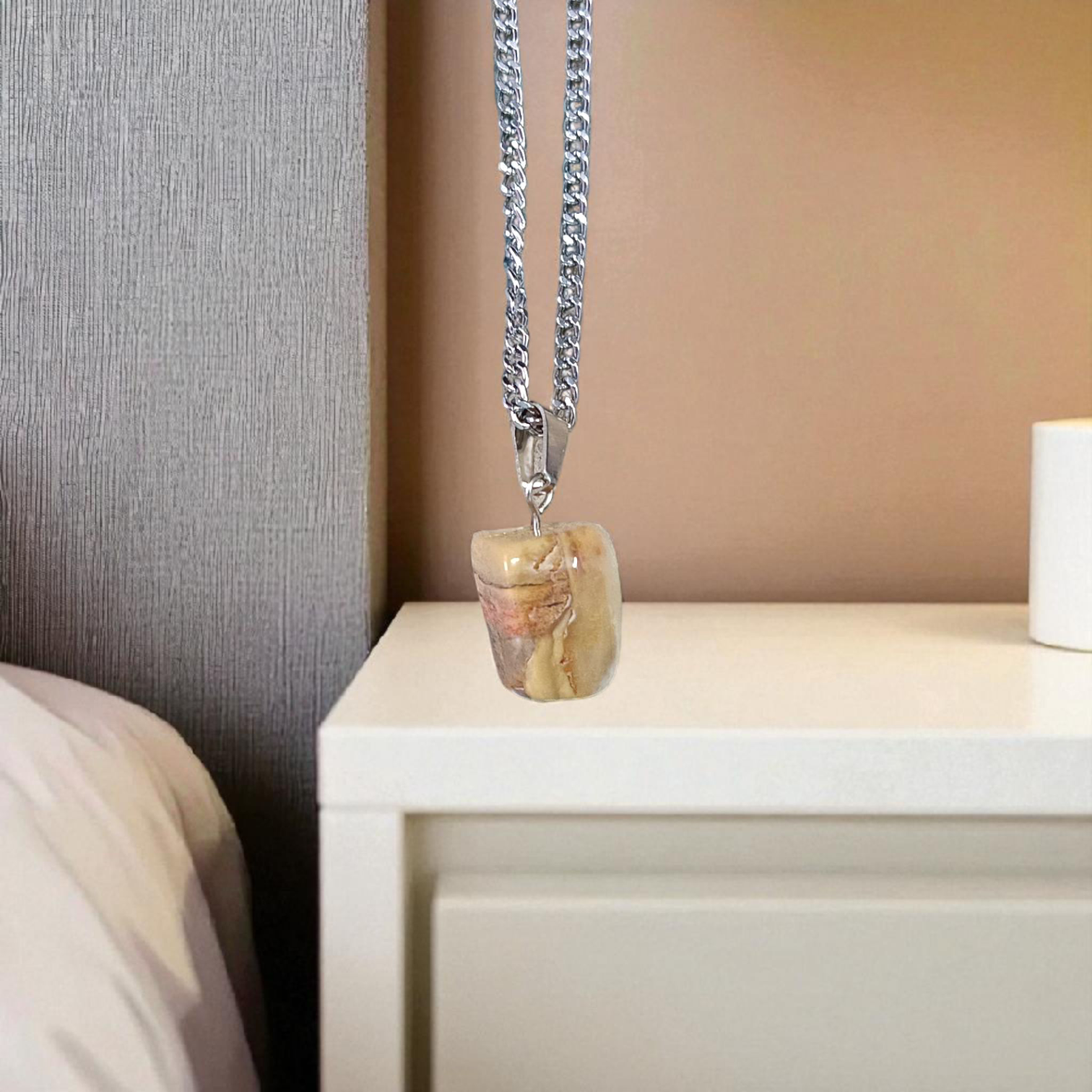 Jasper Stone Pendant Leopard Skin Style with Chain, Lab Certified, available at Timeshopee