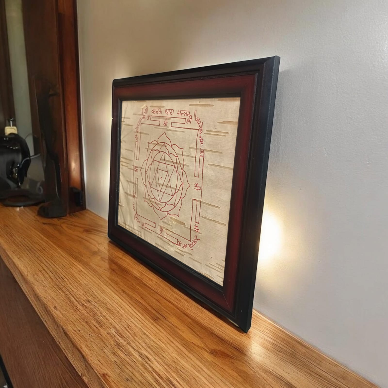 Kanakdhara Yantra written on Bhojpatra, framed and handmade, designed to attract prosperity, available from Timeshopee.