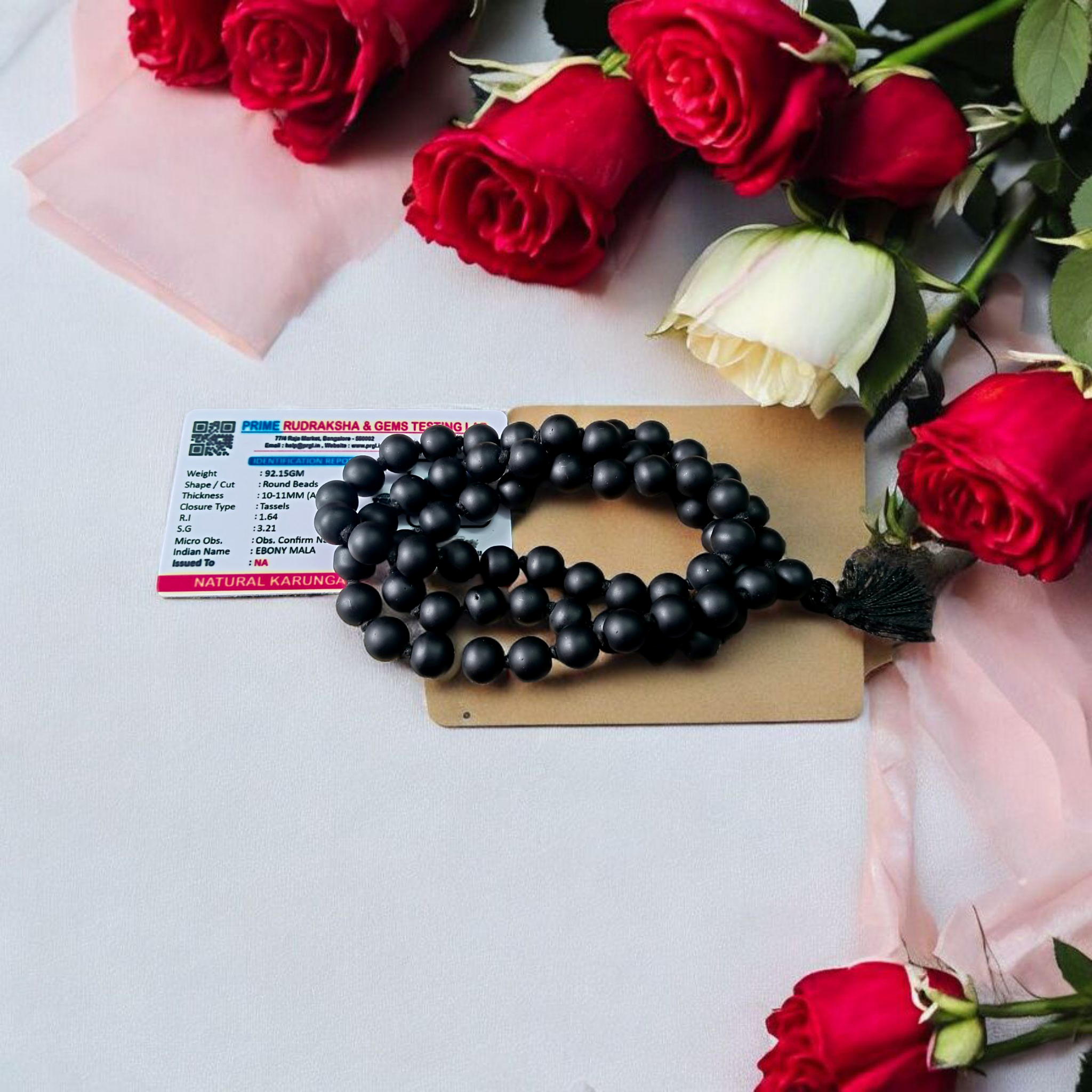 Karungali Mala in Natural Ebony – 10-11MM | Certified for Strength & Protection - Timeshopee