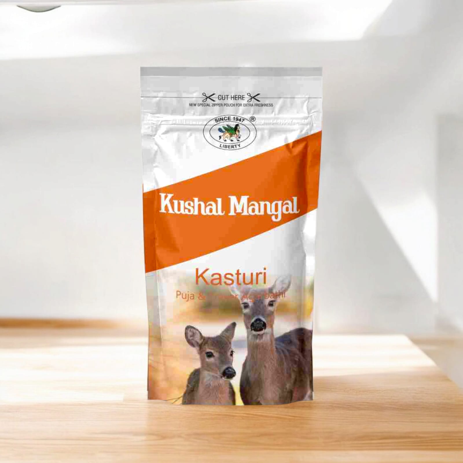 Kasturi Incense Sticks by Kushal Mangal, 9 inches long, with a 30-40 minute burn time, in a zipper pouch from Timeshopee.