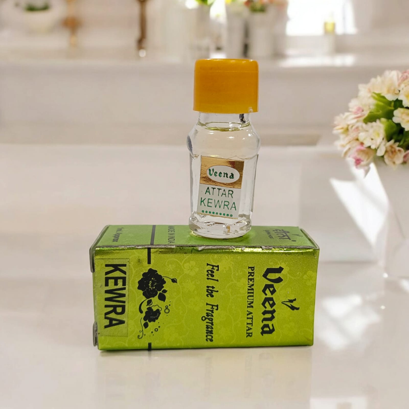 Kewra Attar 2ML by Veena - Premium alcohol-free perfume for worship by Timeshopee
