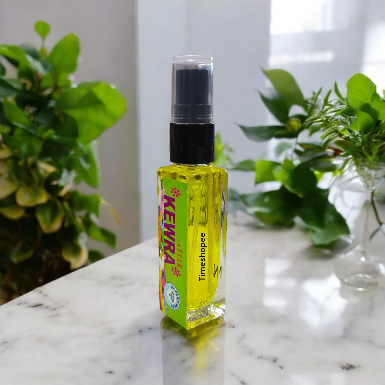 Kewra Spray Attar in 25ML bottle, alcohol-free with natural floral and sandalwood fragrance, perfect for Lord Narayan, by Timeshopee