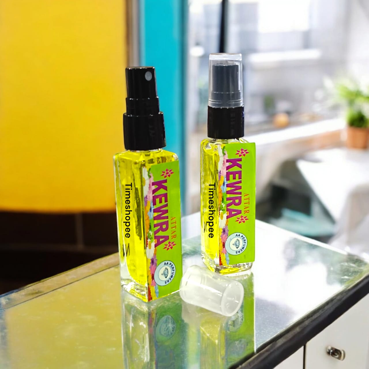Kewra Spray Attar in 25ML bottle, alcohol-free with natural floral and sandalwood fragrance, perfect for Lord Narayan, by Timeshopee